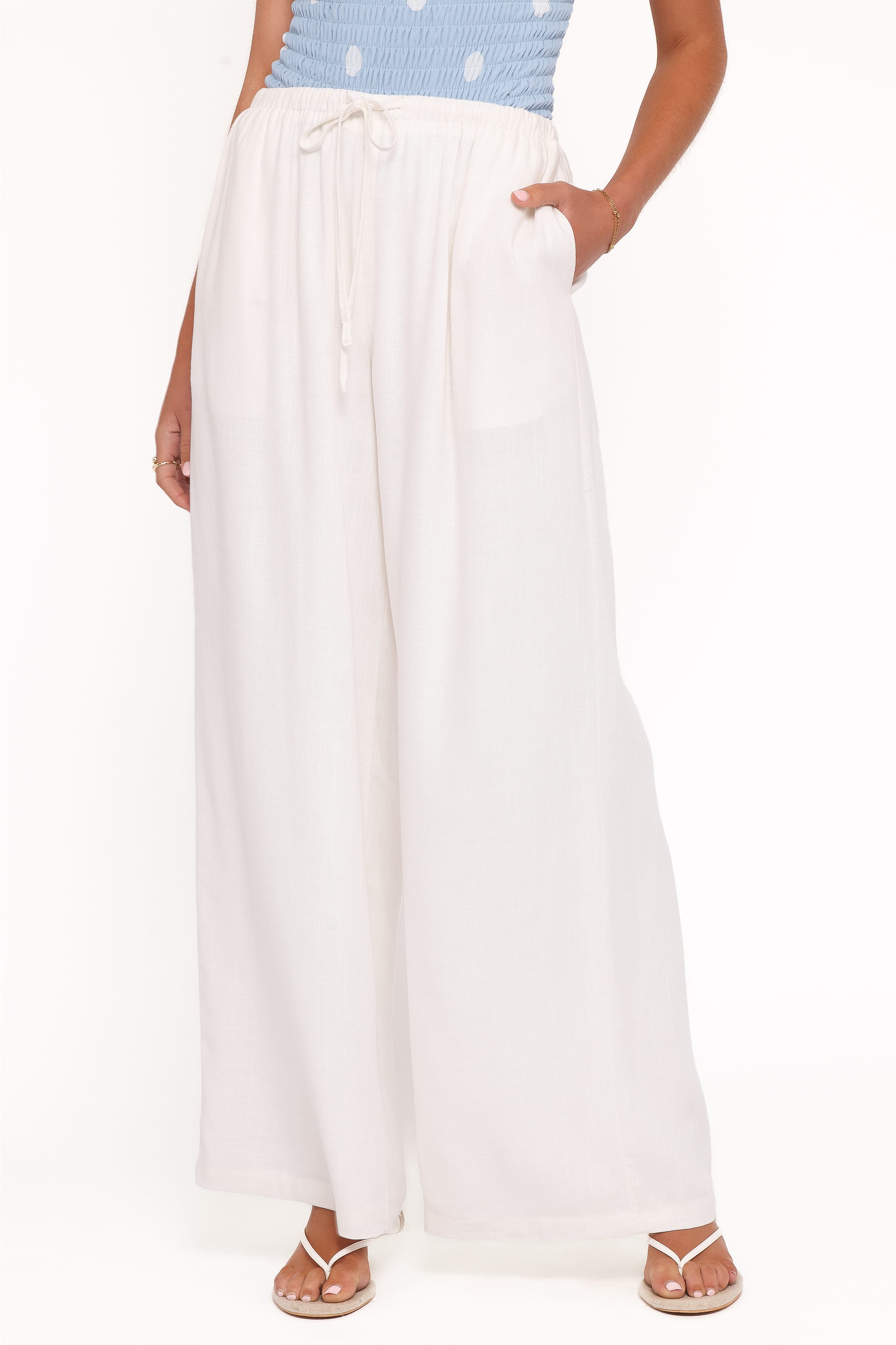 Petal and Pup USA BOTTOMS Elowen Wide Leg Pants - White