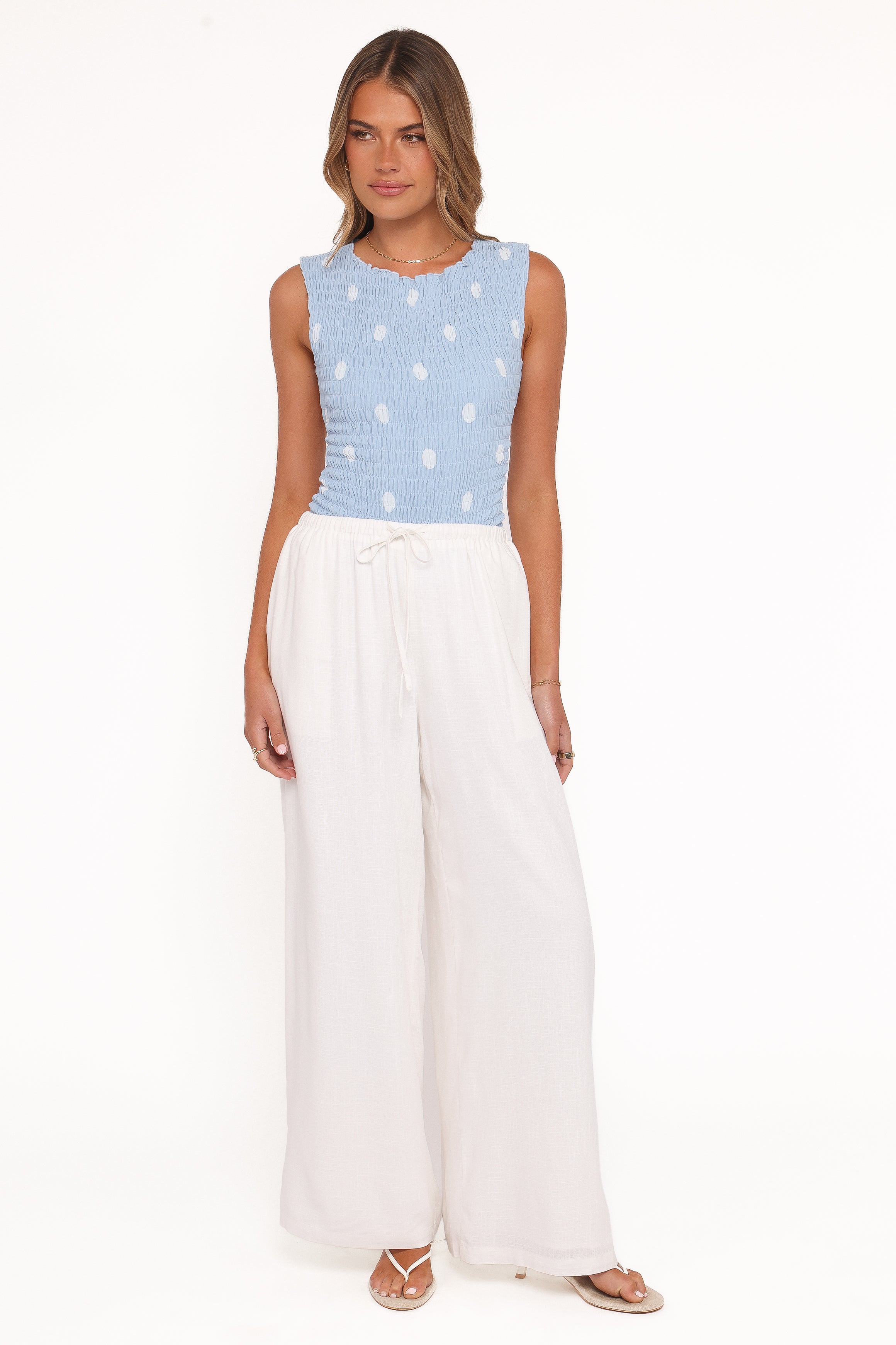 Petal and Pup USA BOTTOMS Elowen Wide Leg Pants - White