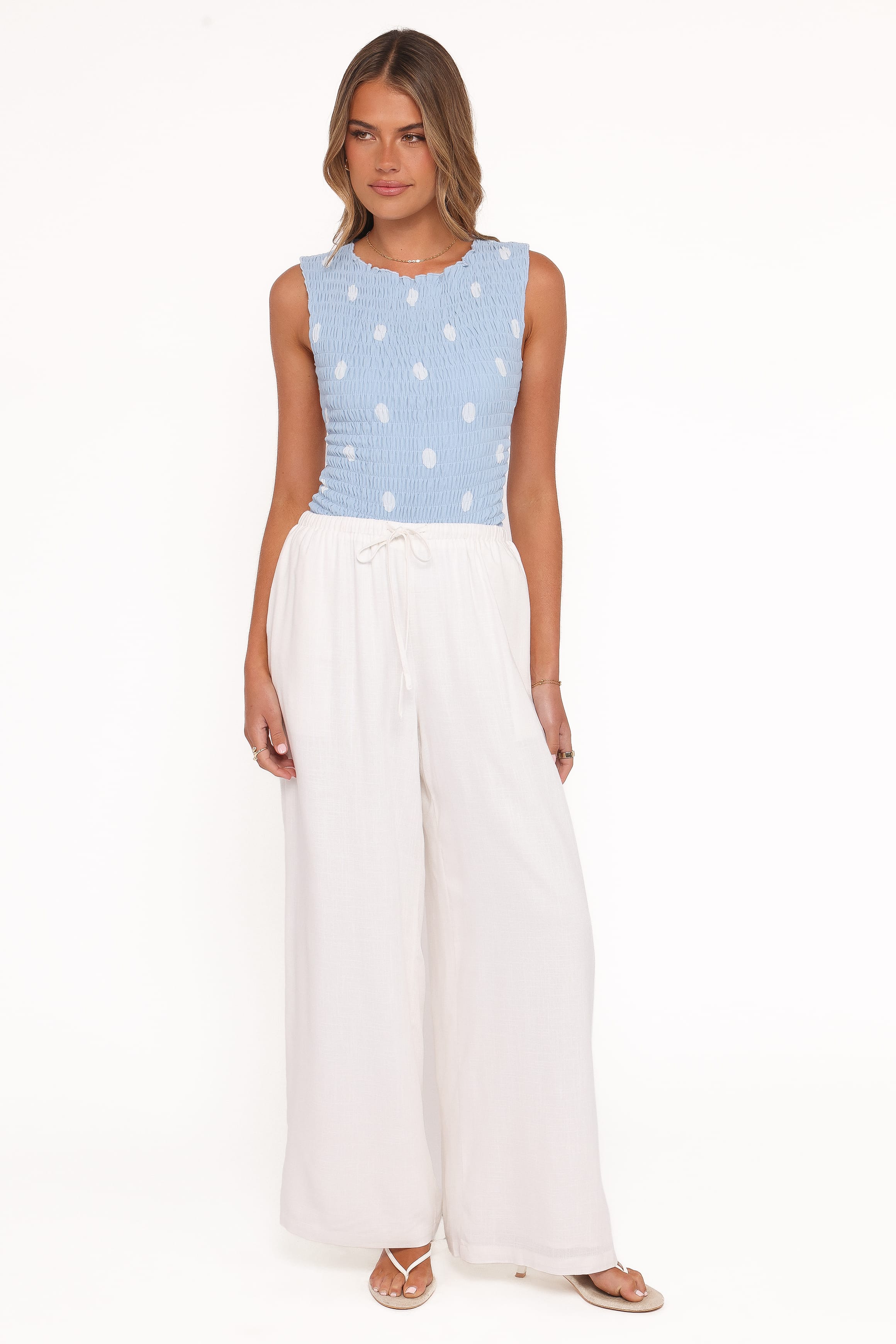 Petal and Pup USA BOTTOMS Elowen Wide Leg Pants - White