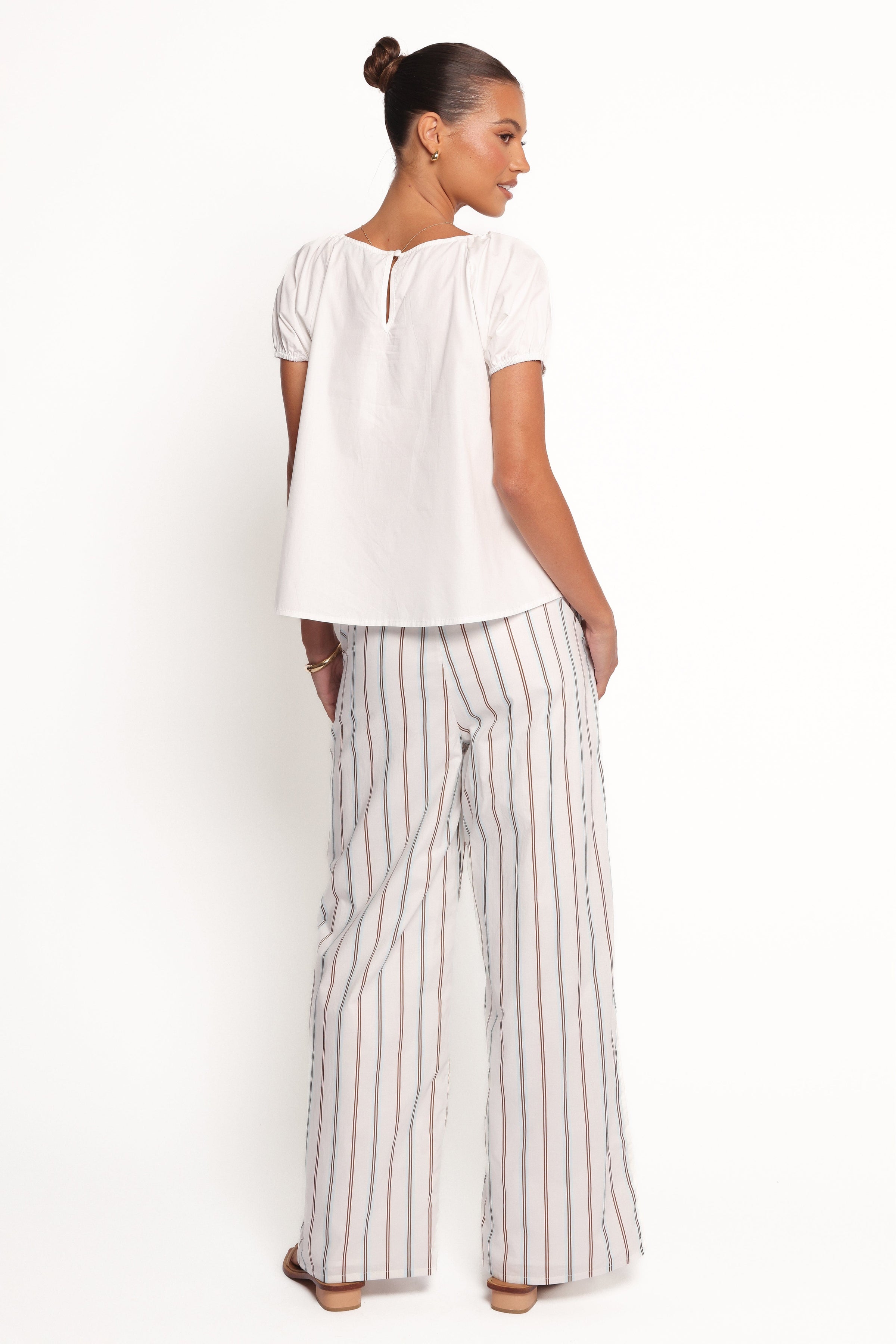Petal and Pup USA BOTTOMS Ember Cotton Pants - Blue Brown Stripe