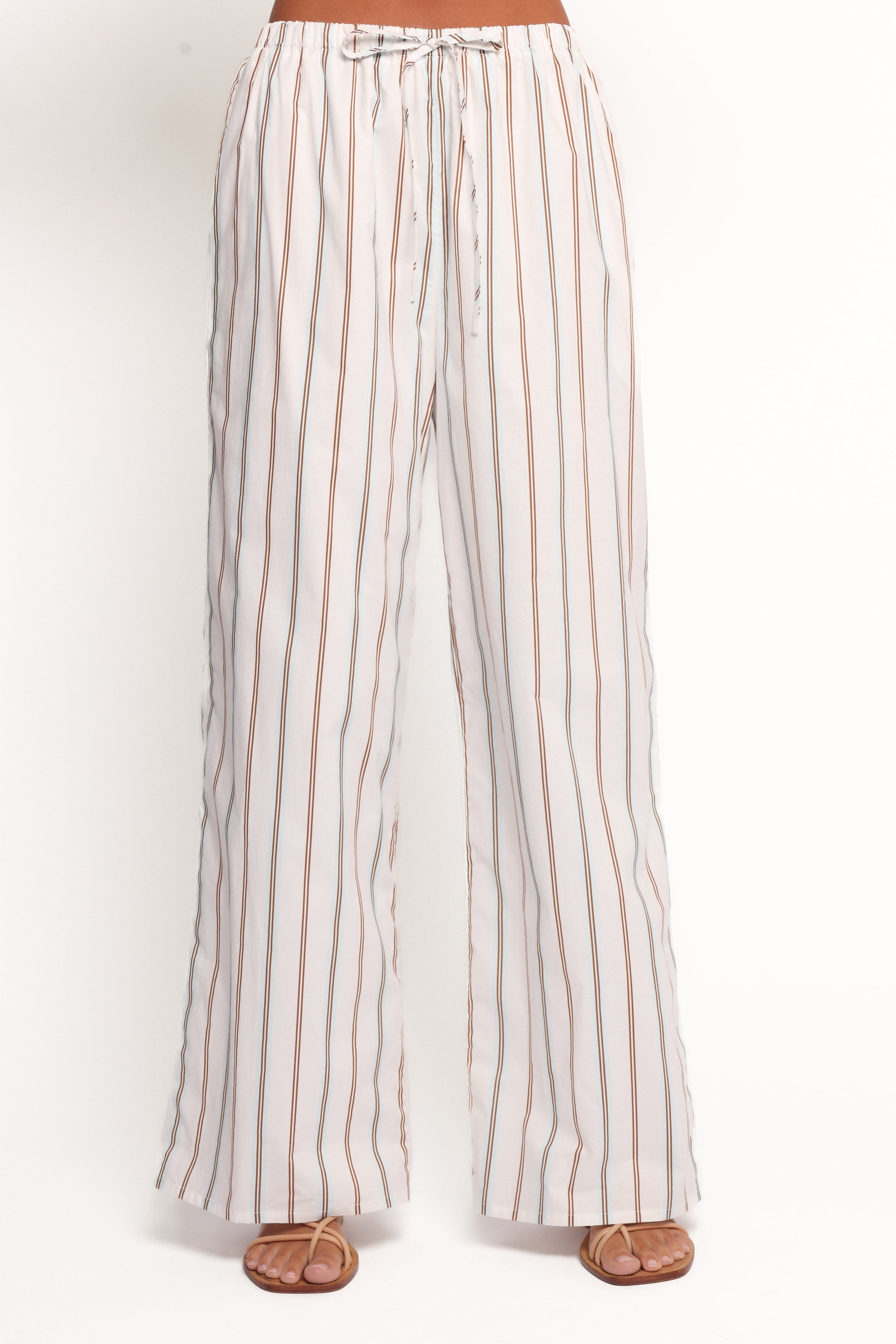 Petal and Pup USA BOTTOMS Ember Cotton Pants - Blue Brown Stripe