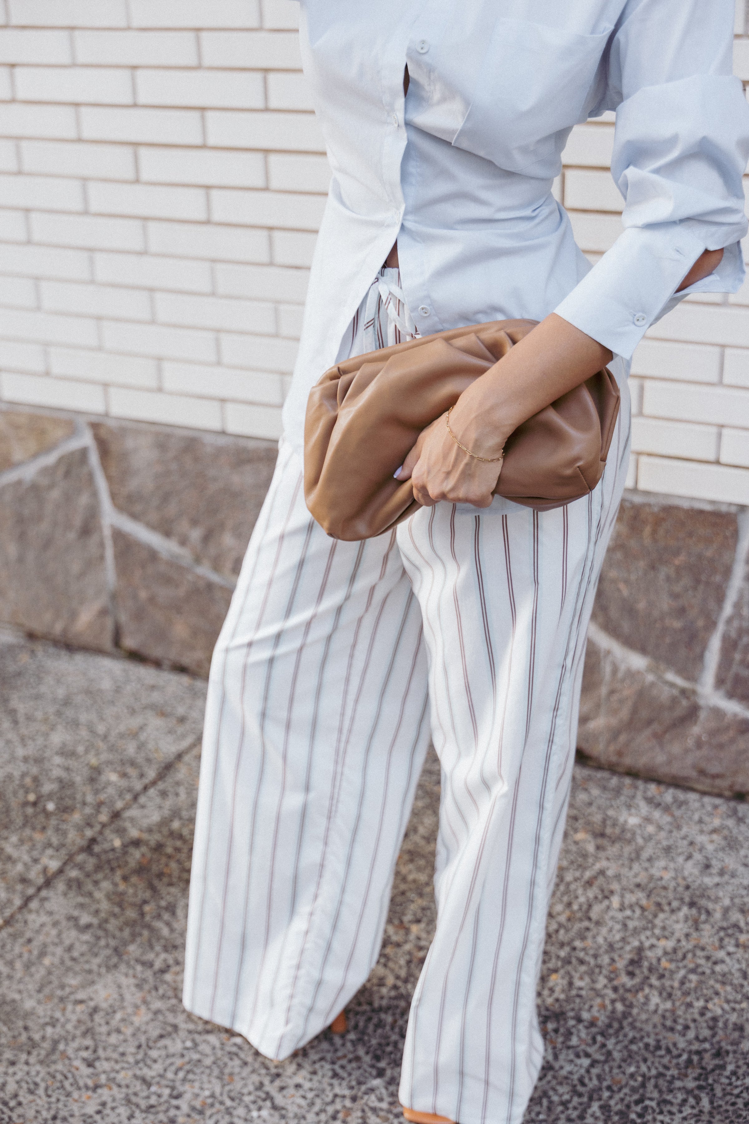 Petal and Pup USA BOTTOMS Ember Cotton Pants - Blue Brown Stripe