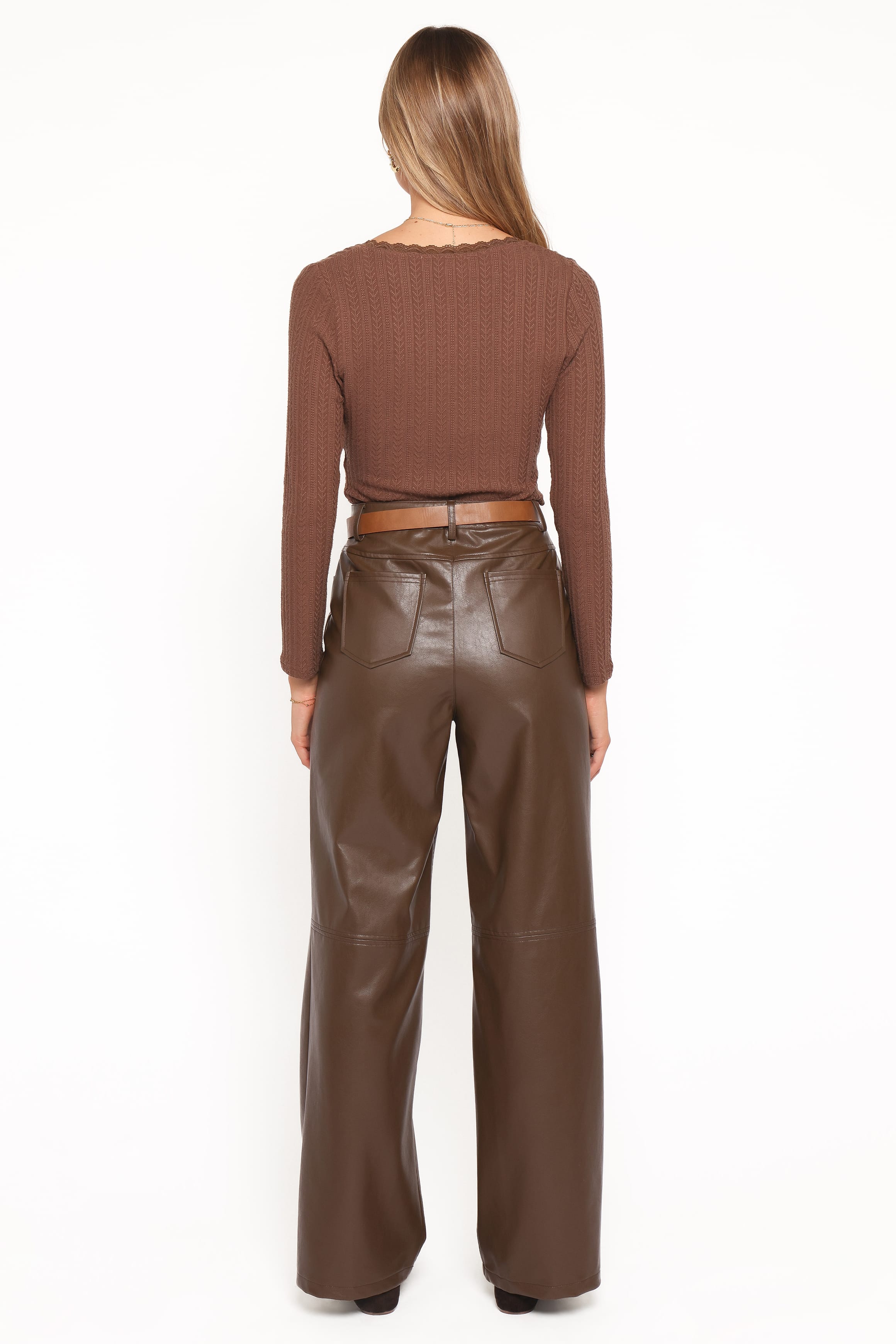 Petal and Pup USA BOTTOMS Emer Leather Pant - Chocolate Brown