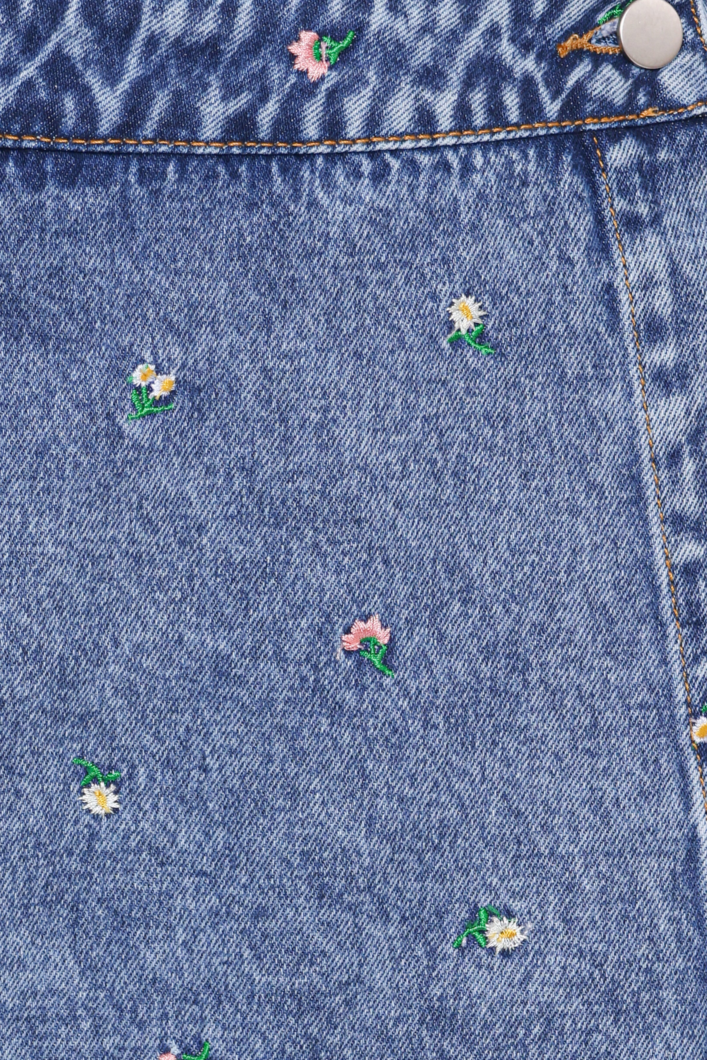 Petal and Pup USA BOTTOMS Evanna Denim Skort - Embroidery Medium Wash