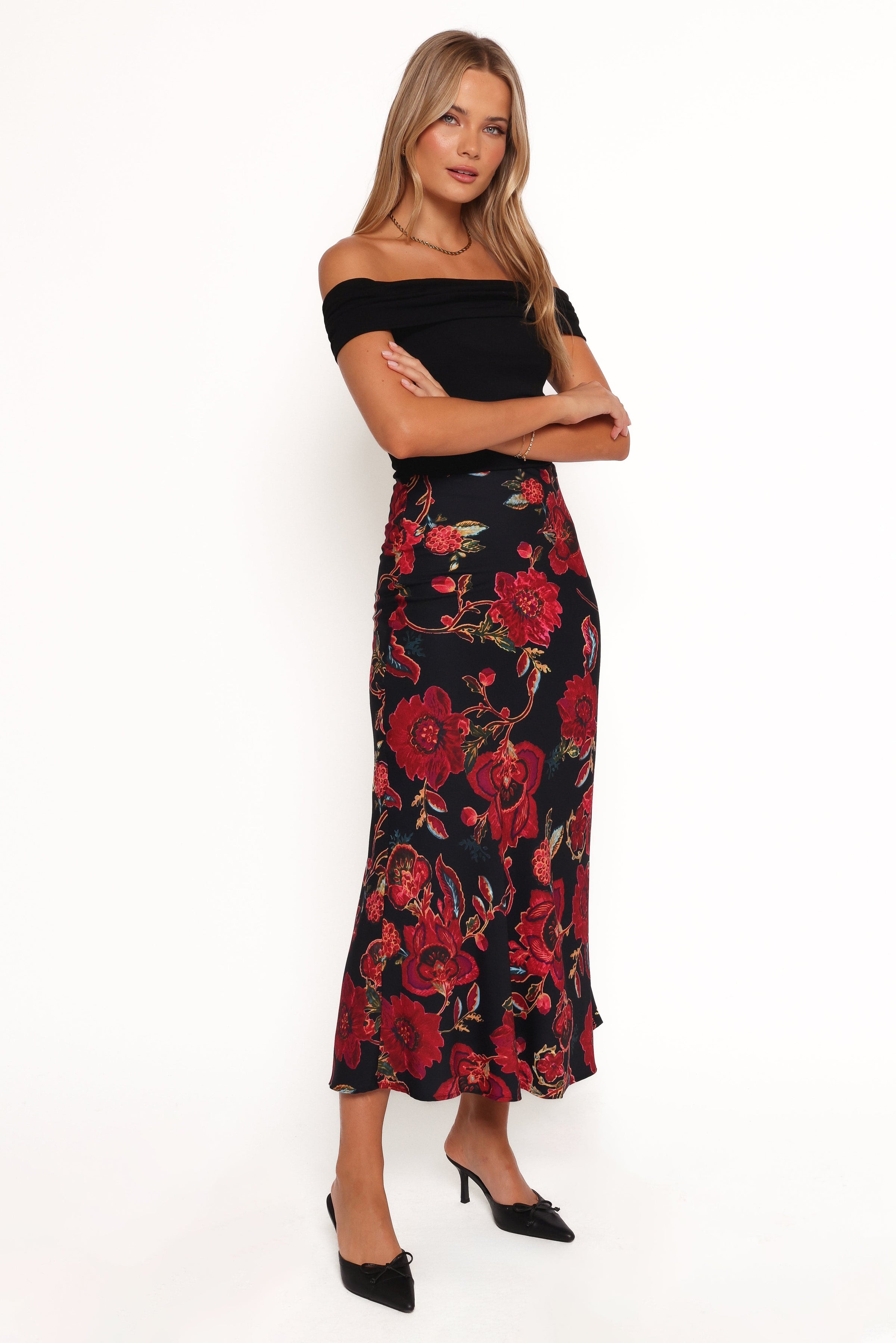 Petal and Pup USA BOTTOMS Evie Maxi Skirt - Black Floral