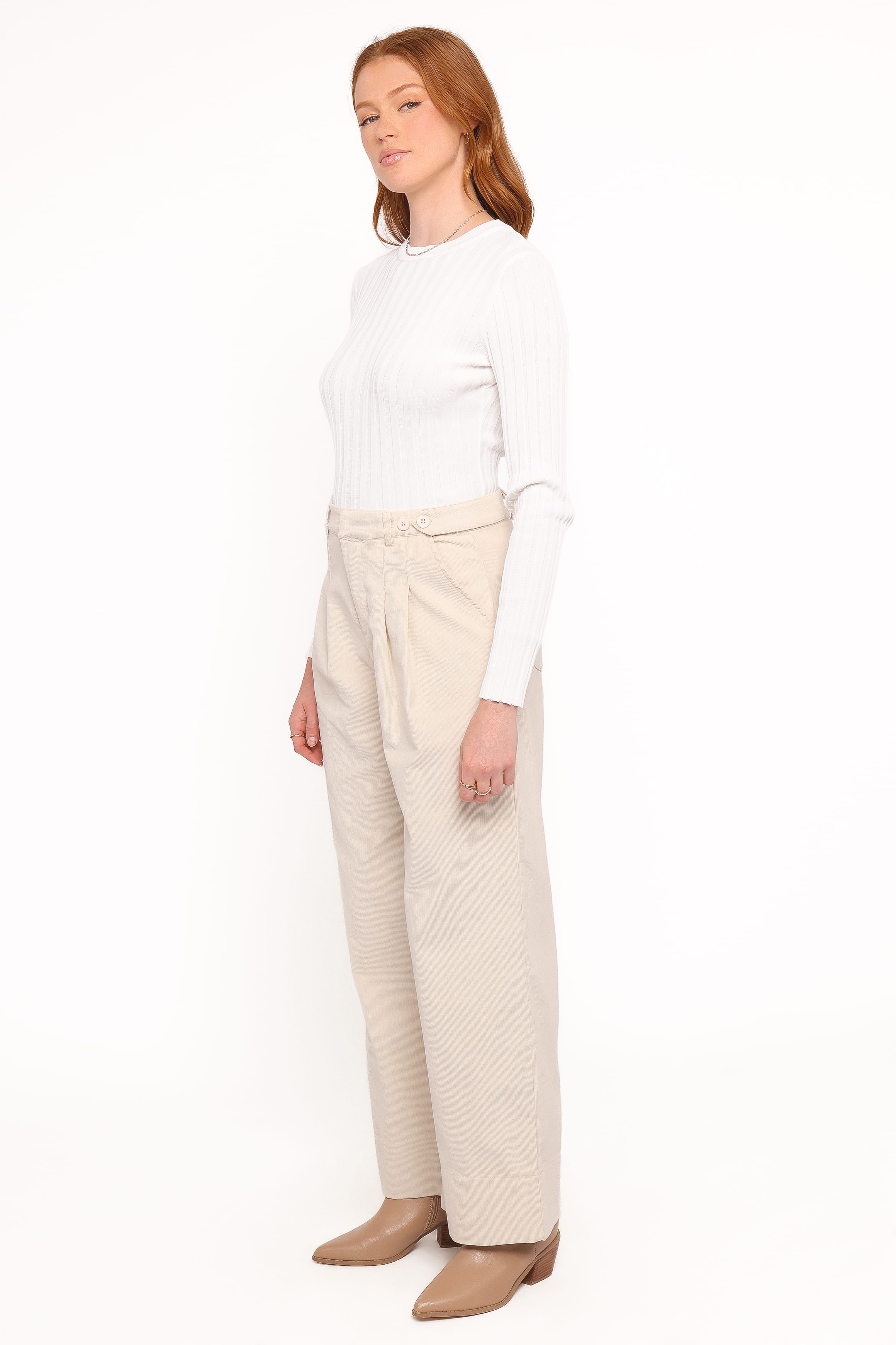 Petal and Pup USA BOTTOMS Faelan Wide Leg Cord Pants - Beige
