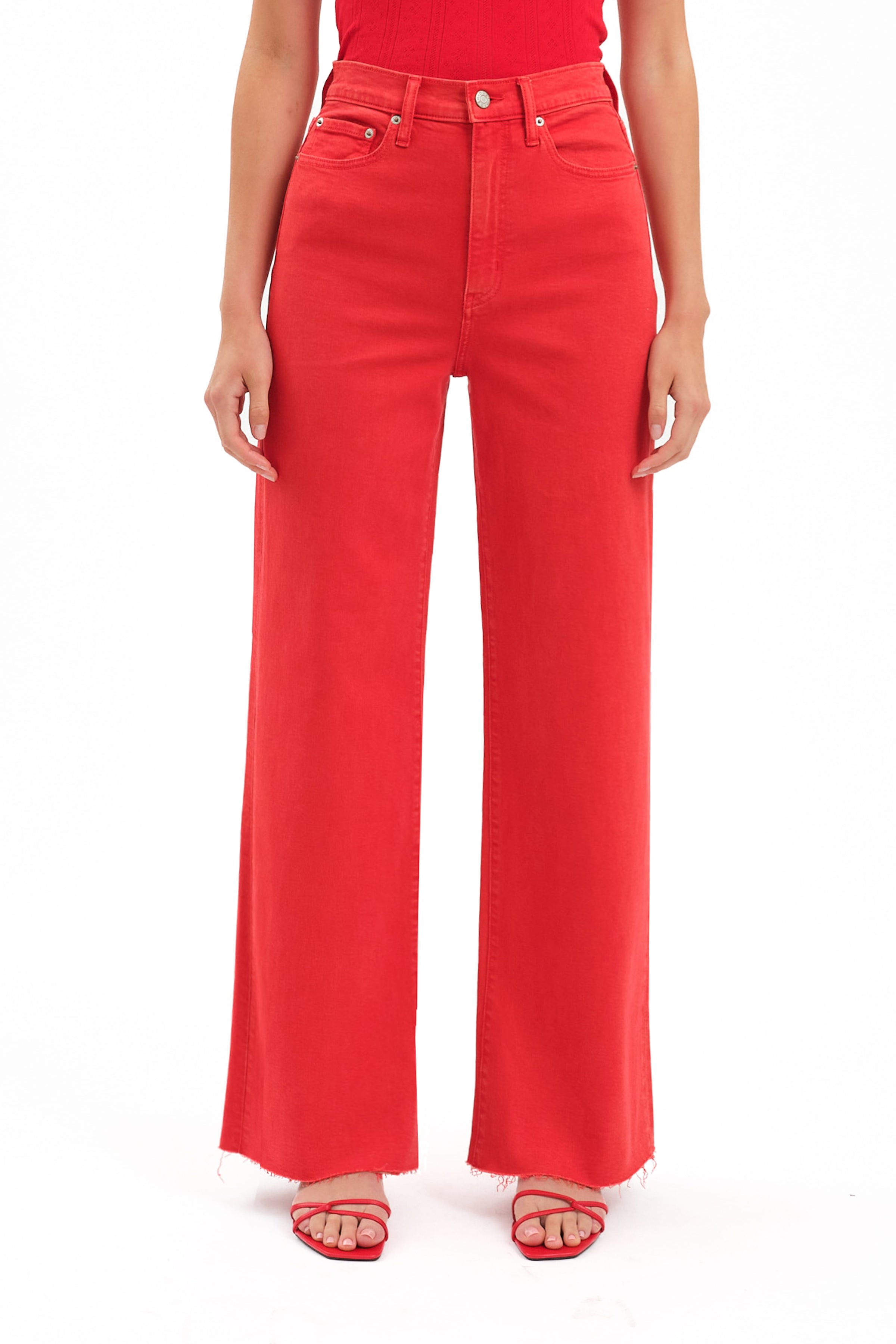 Petal and Pup USA BOTTOMS Far Out Wide Leg Jean - Cherry