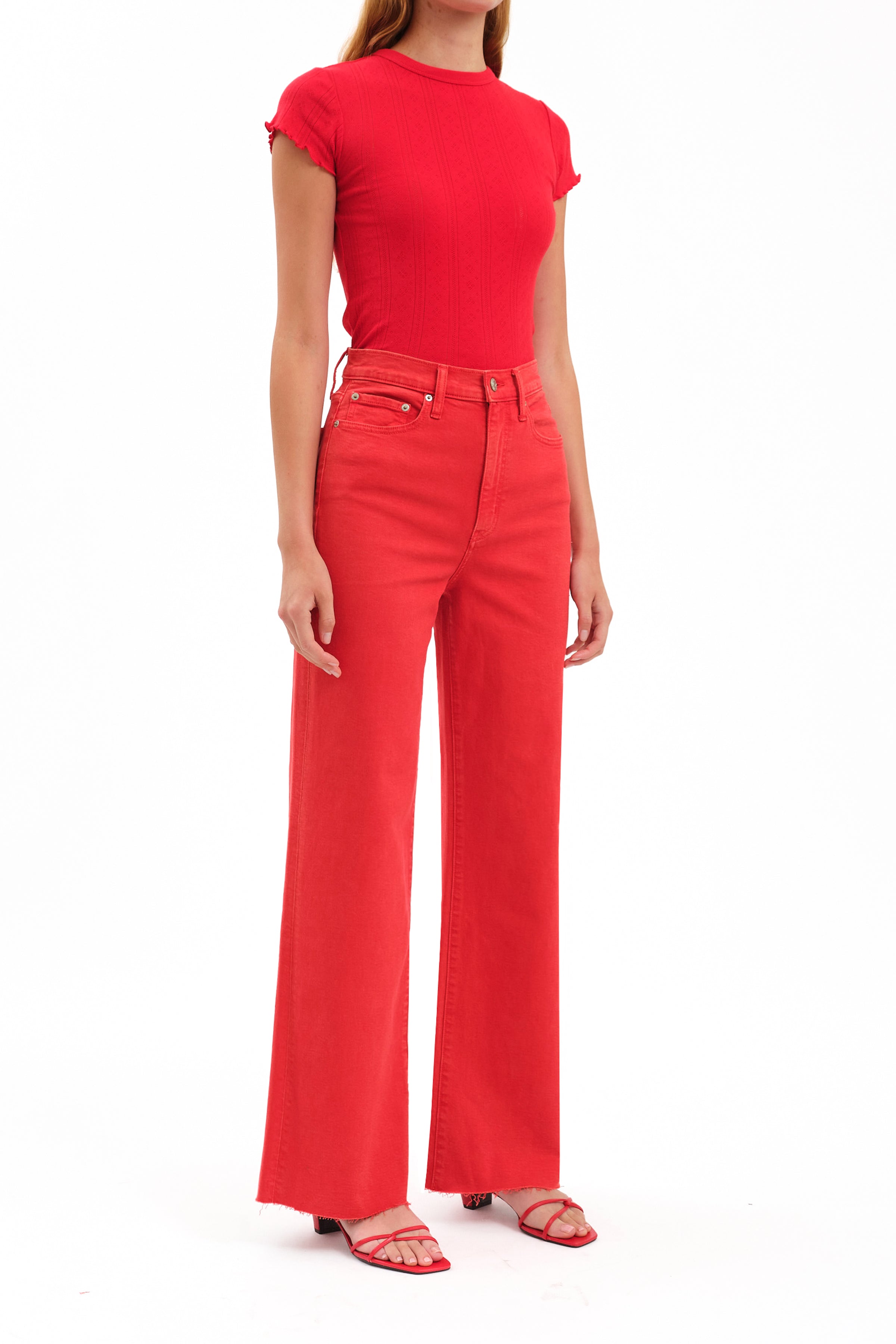 Petal and Pup USA BOTTOMS Far Out Wide Leg Jean - Cherry