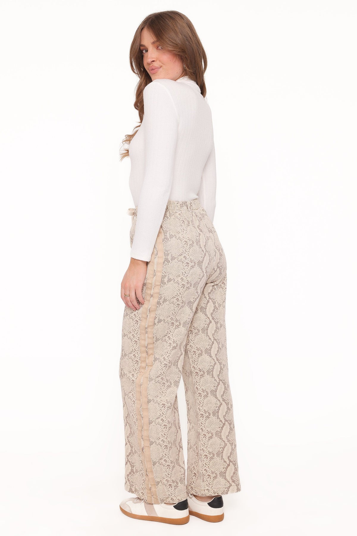 Petal and Pup USA BOTTOMS Fletcher Denim Racer Pants - Snake Print