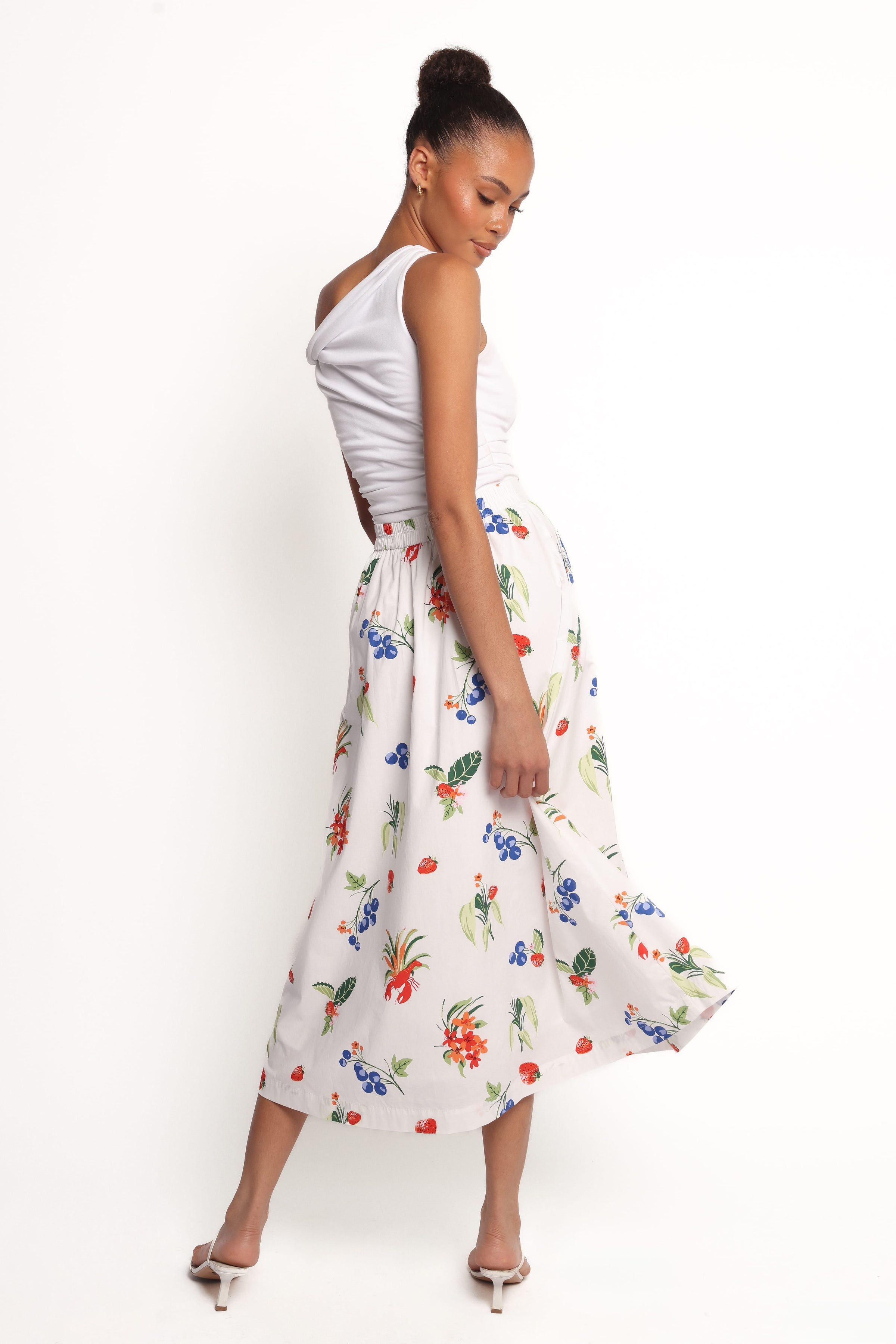 Petal and Pup USA BOTTOMS Geneva Midi Skirt - Off White Red