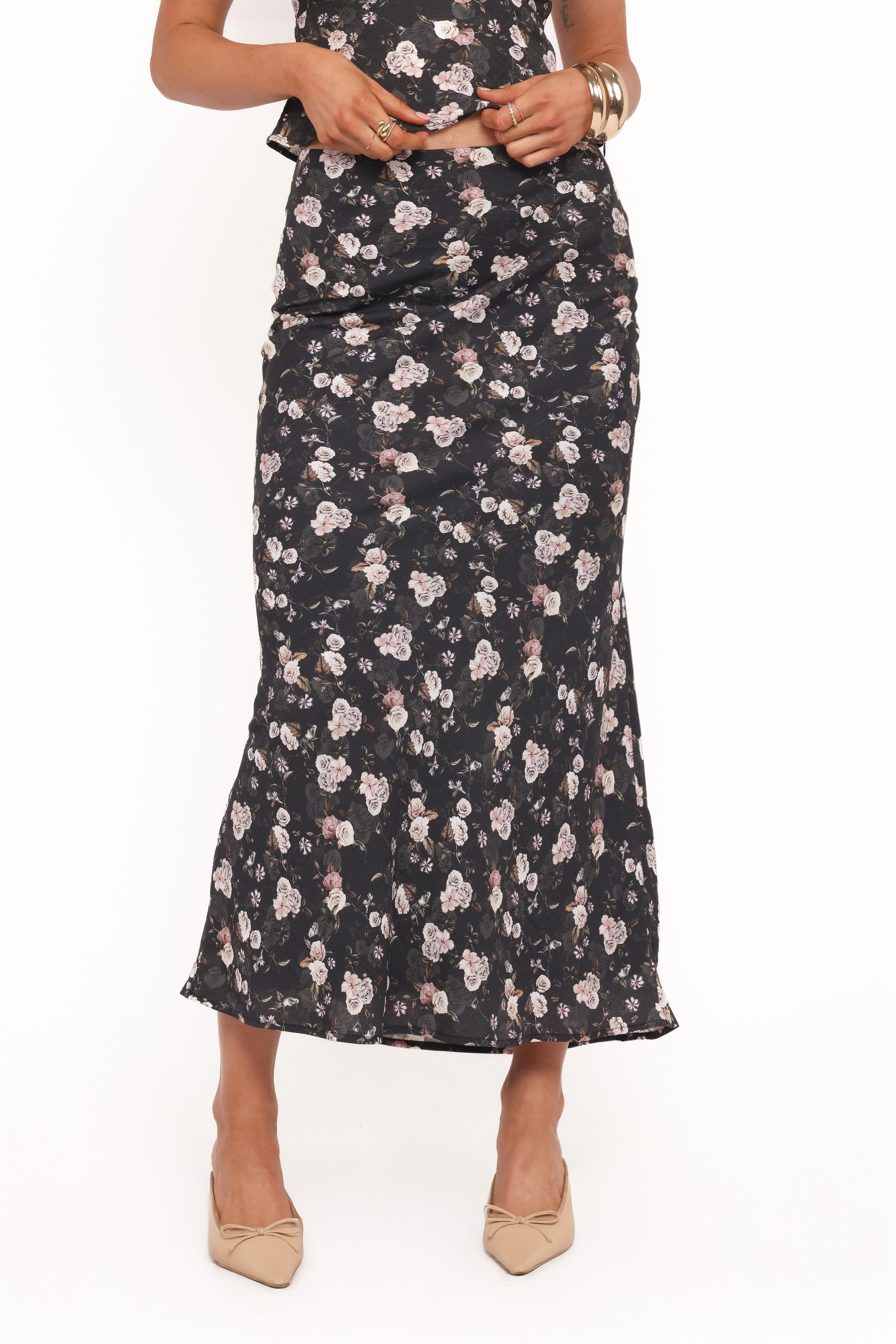 Petal and Pup USA BOTTOMS Giarda Maxi Skirt - Dark Floral (Hold for Amazon)