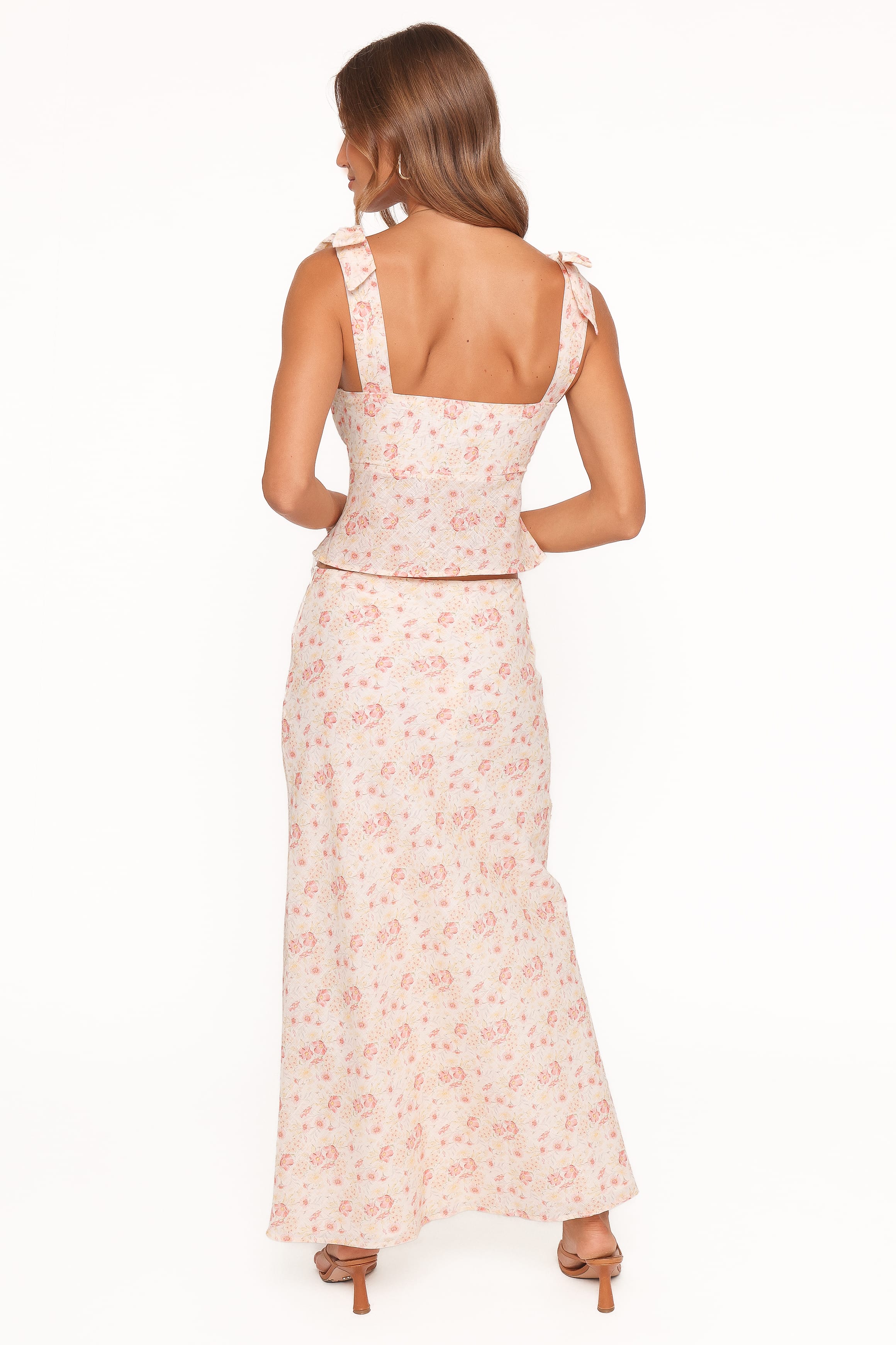 Petal and Pup USA BOTTOMS Giarda Maxi Skirt - Peach Ditsy Floral