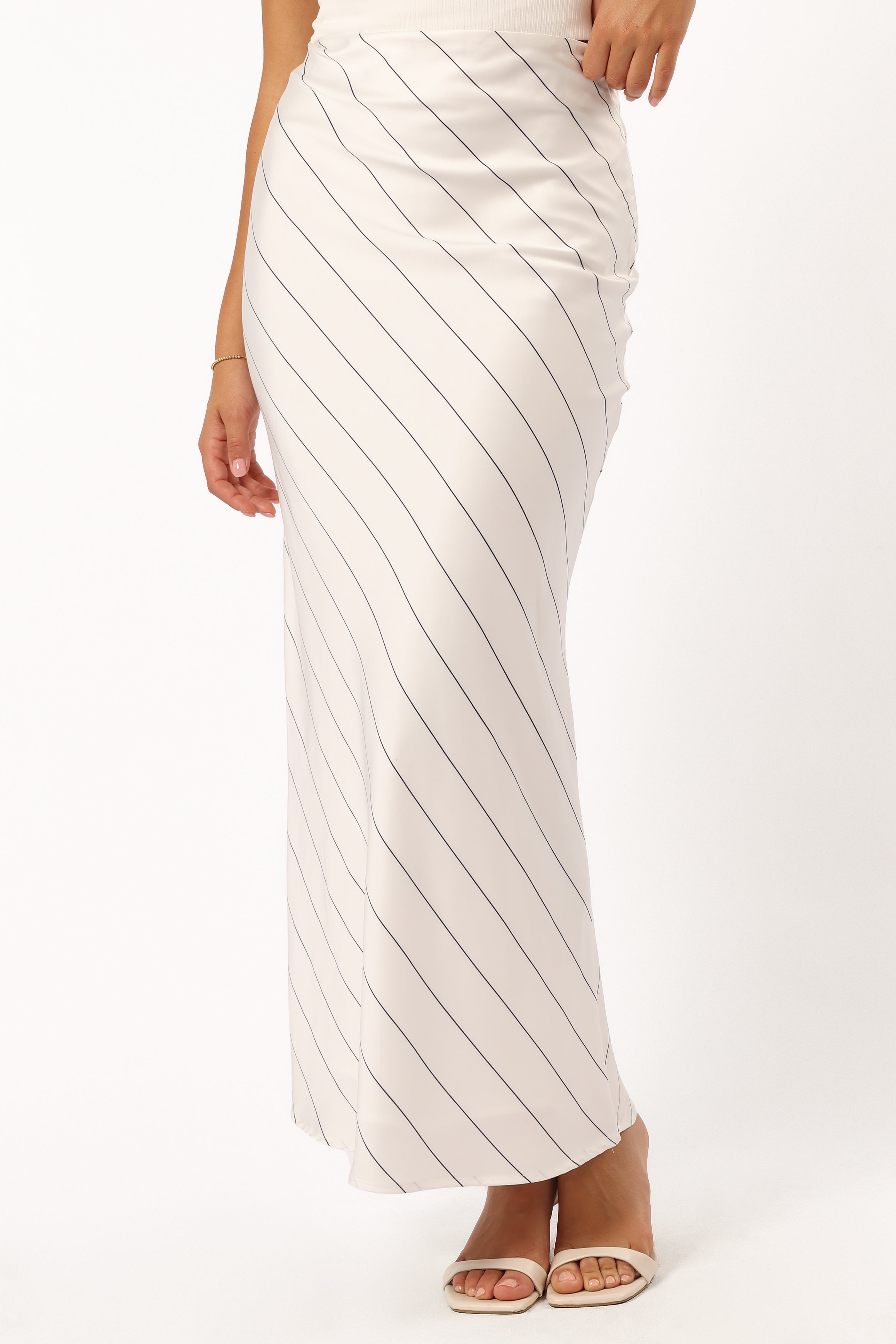 Petal and Pup USA BOTTOMS Heidi Stripe Slip Skirt - White Black Stripe