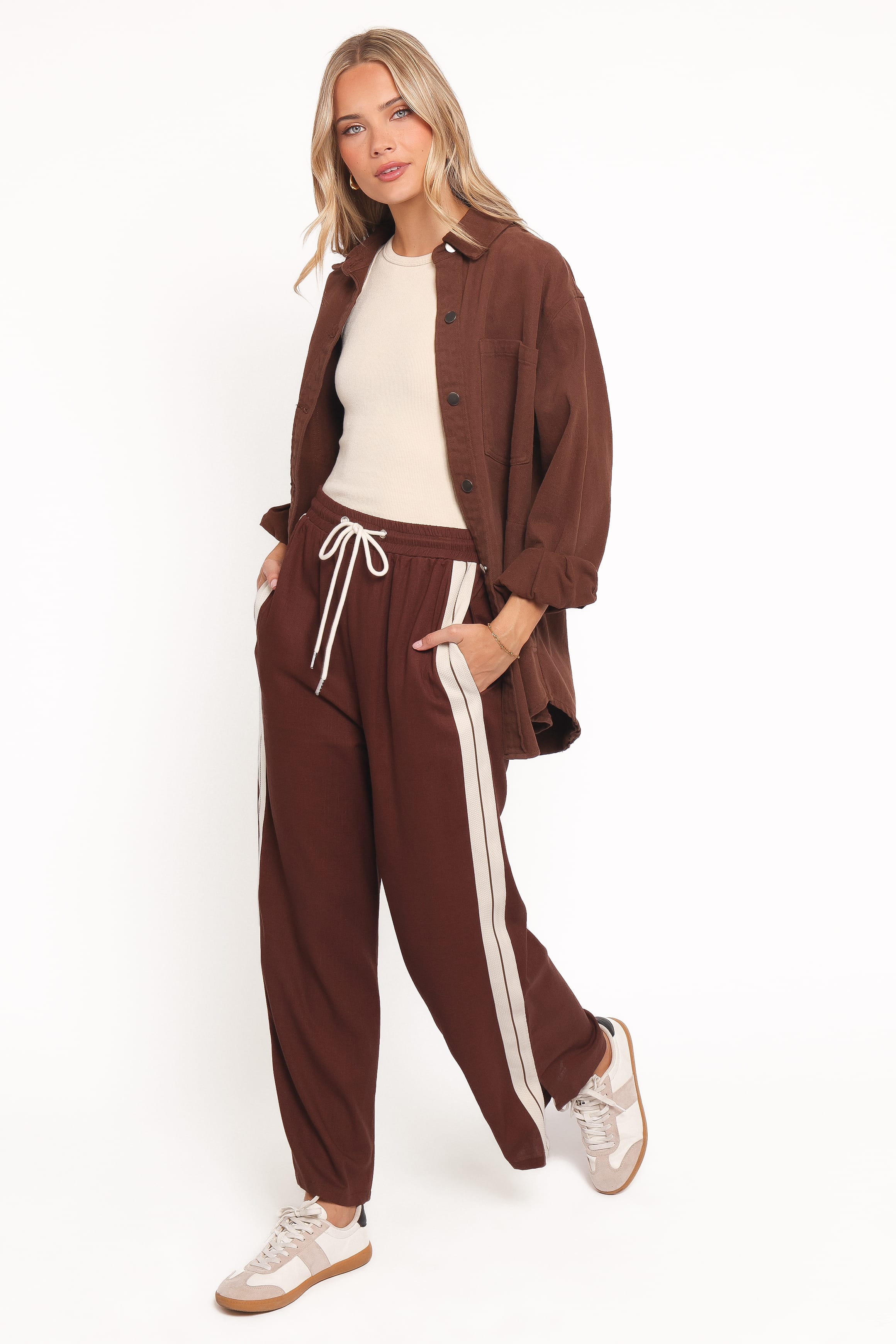 Petal and Pup USA BOTTOMS Hvar Track Pant - Brown
