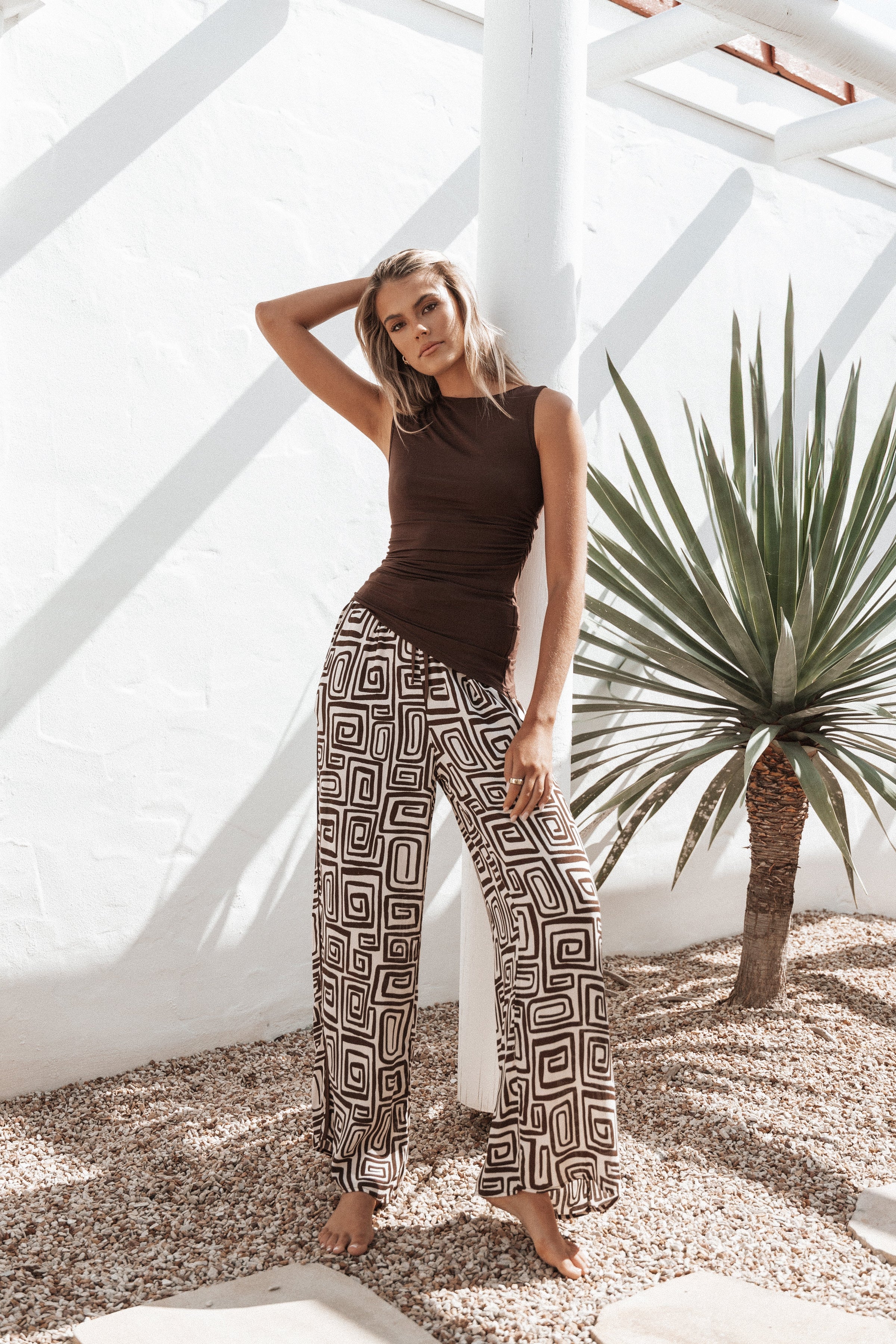 Petal and Pup USA BOTTOMS Imogen Pant - Chocolate Brown Print