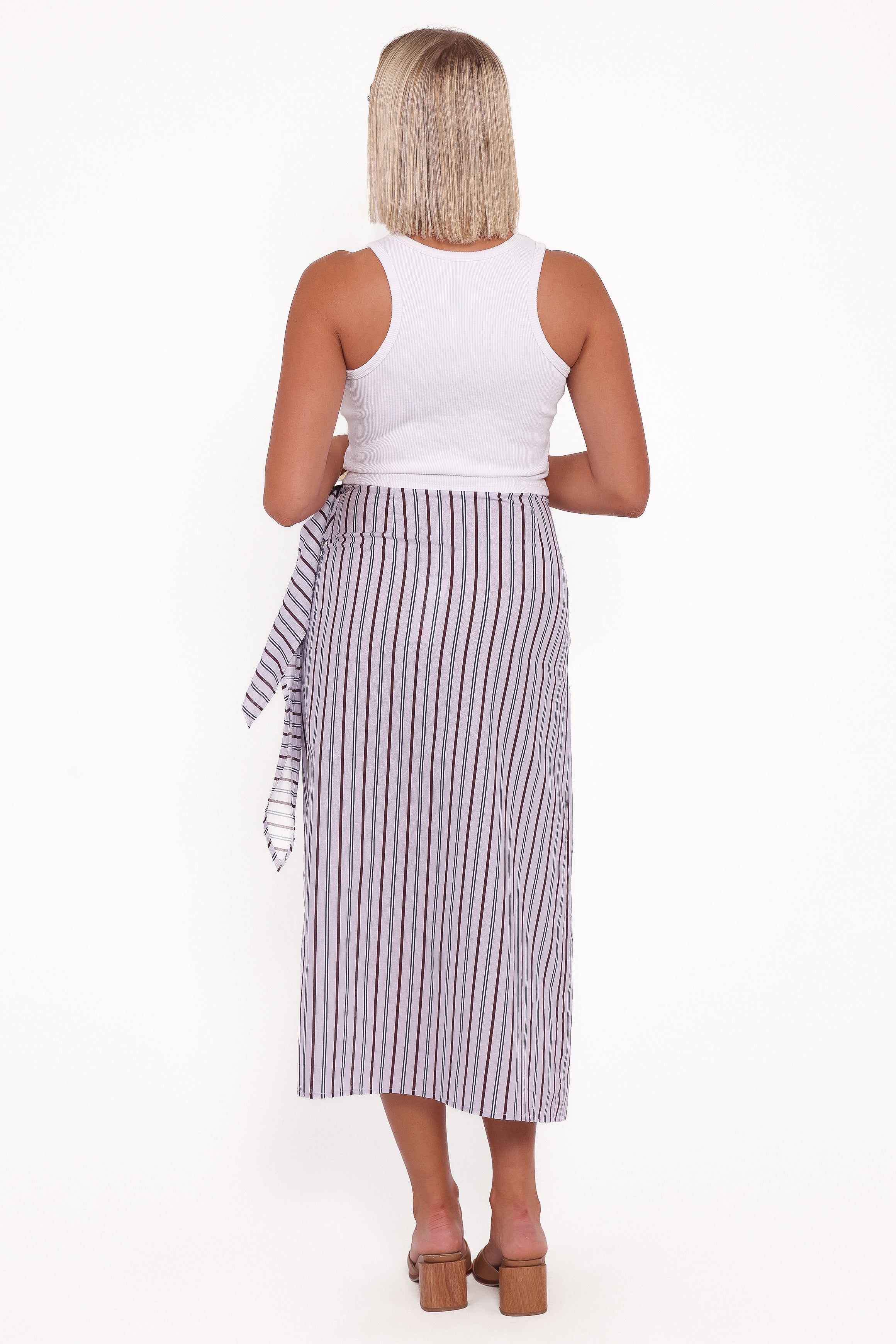 Petal and Pup USA BOTTOMS Jacey Wrap Midi Skirt - Midnight Stripe