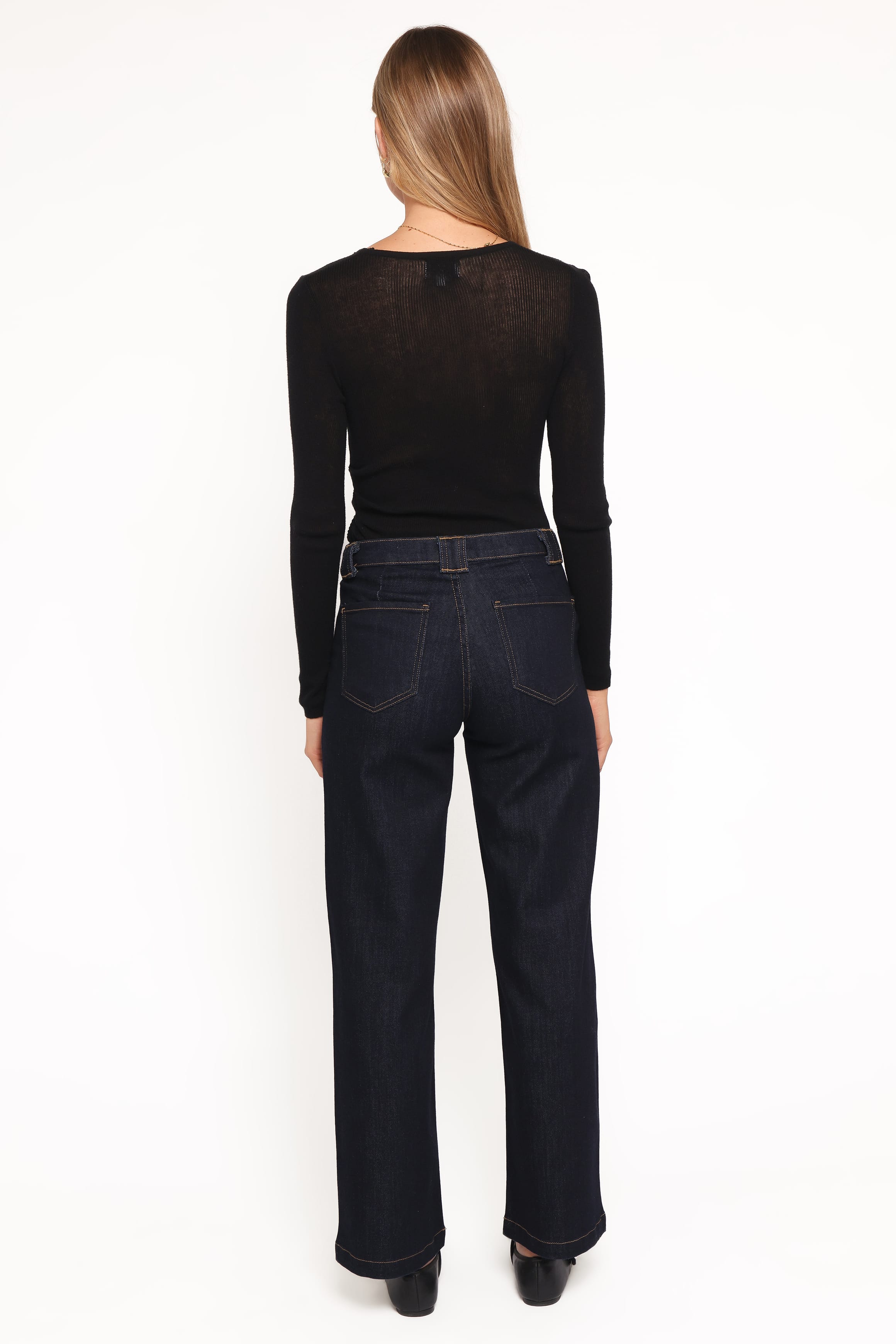 Petal and Pup USA BOTTOMS Jacinta Button Down Slim Wide Jean - Dark Wash