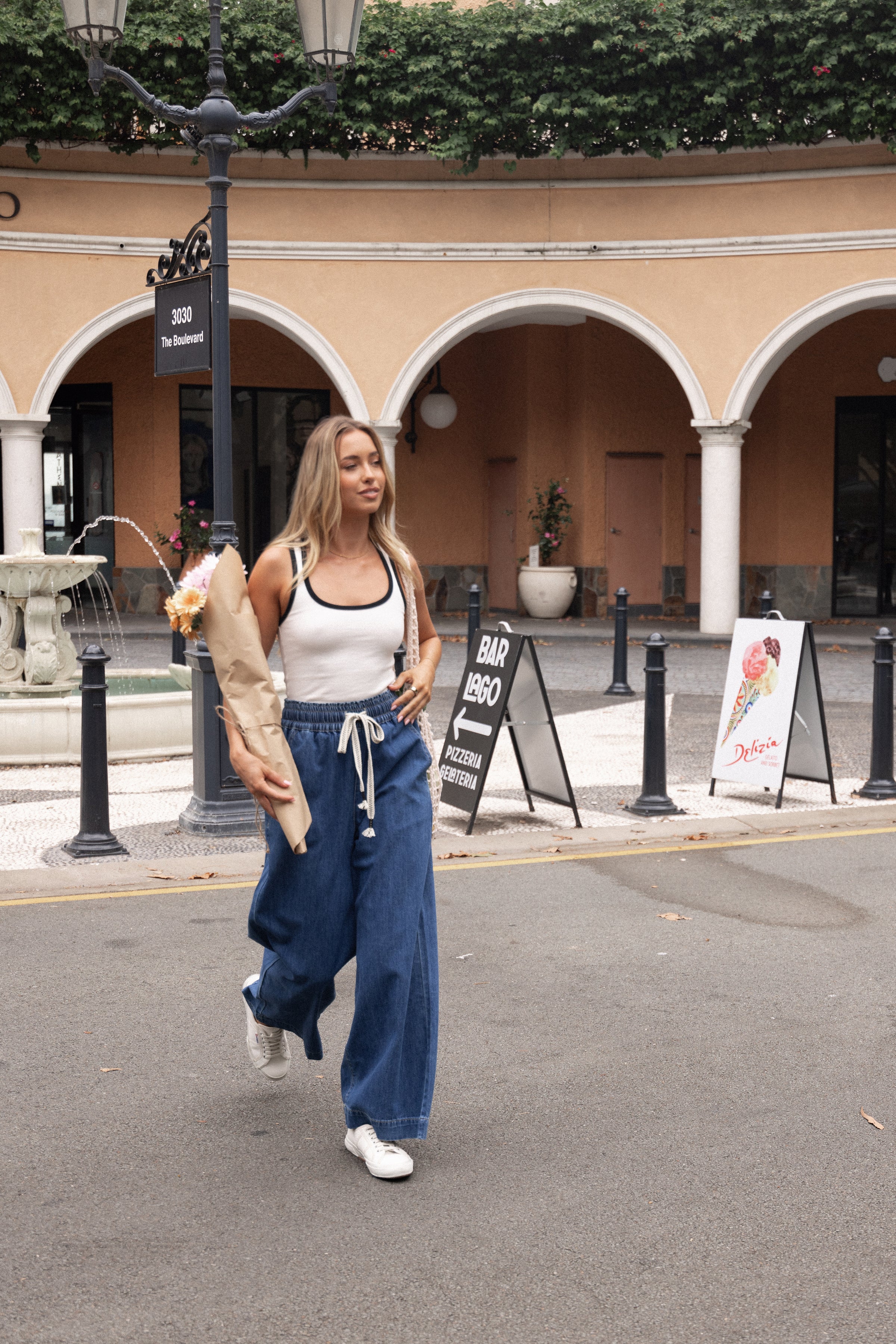 Petal and Pup USA BOTTOMS Jenni Wide Leg Pant - Denim