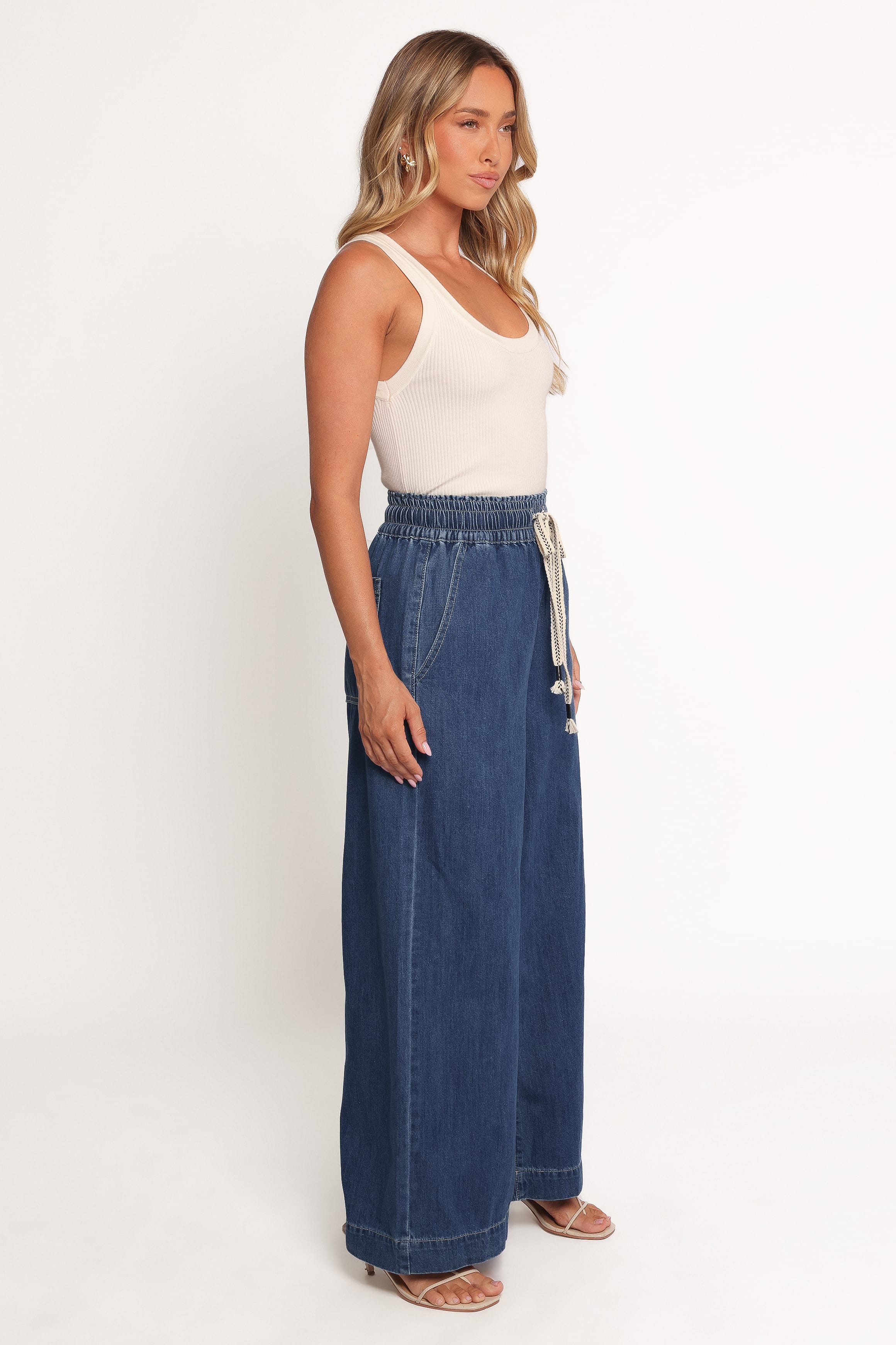 Petal and Pup USA BOTTOMS Jenni Wide Leg Pant - Denim