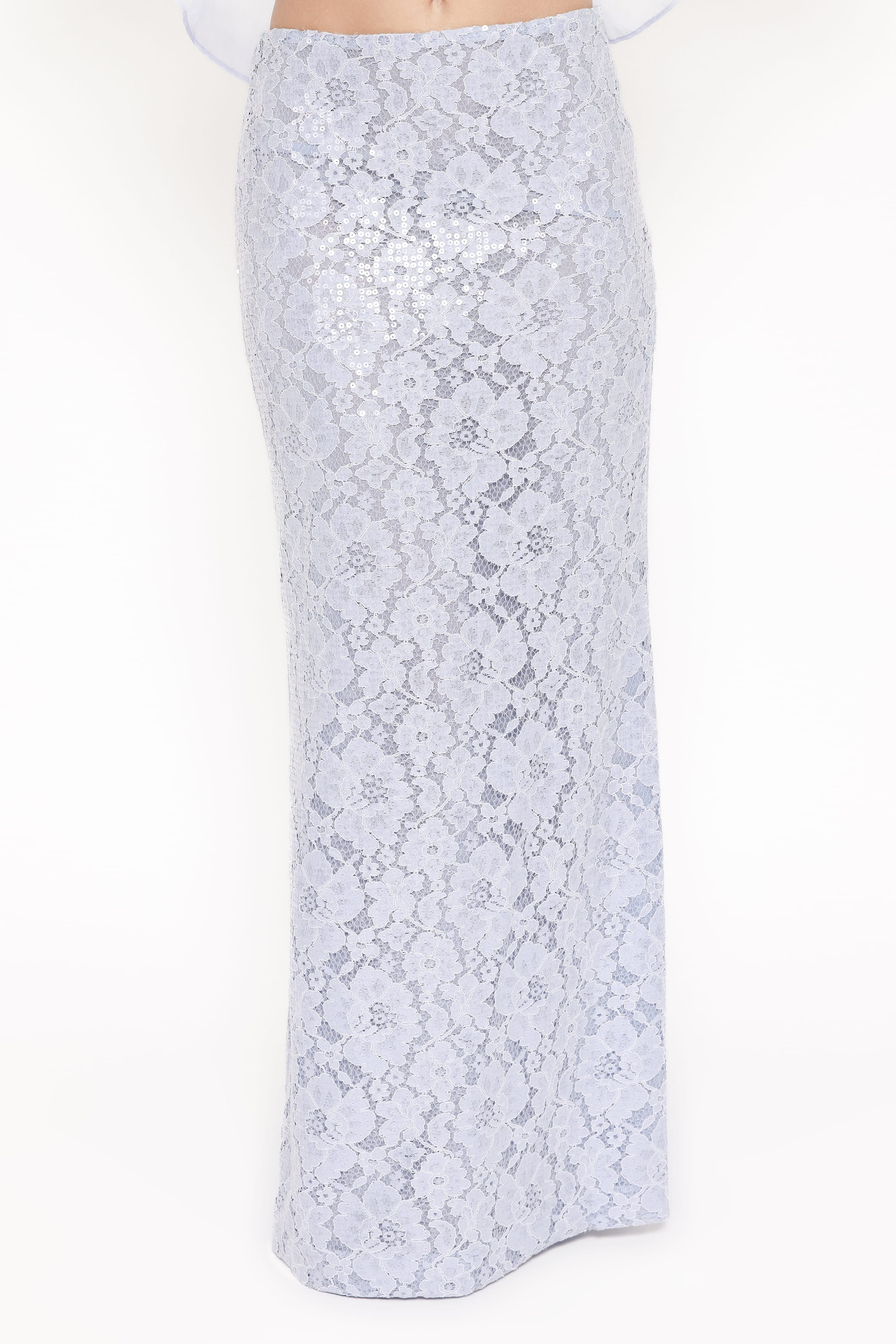 Petal and Pup USA BOTTOMS Jennings Lace Maxi Skirt - Blue Sequin