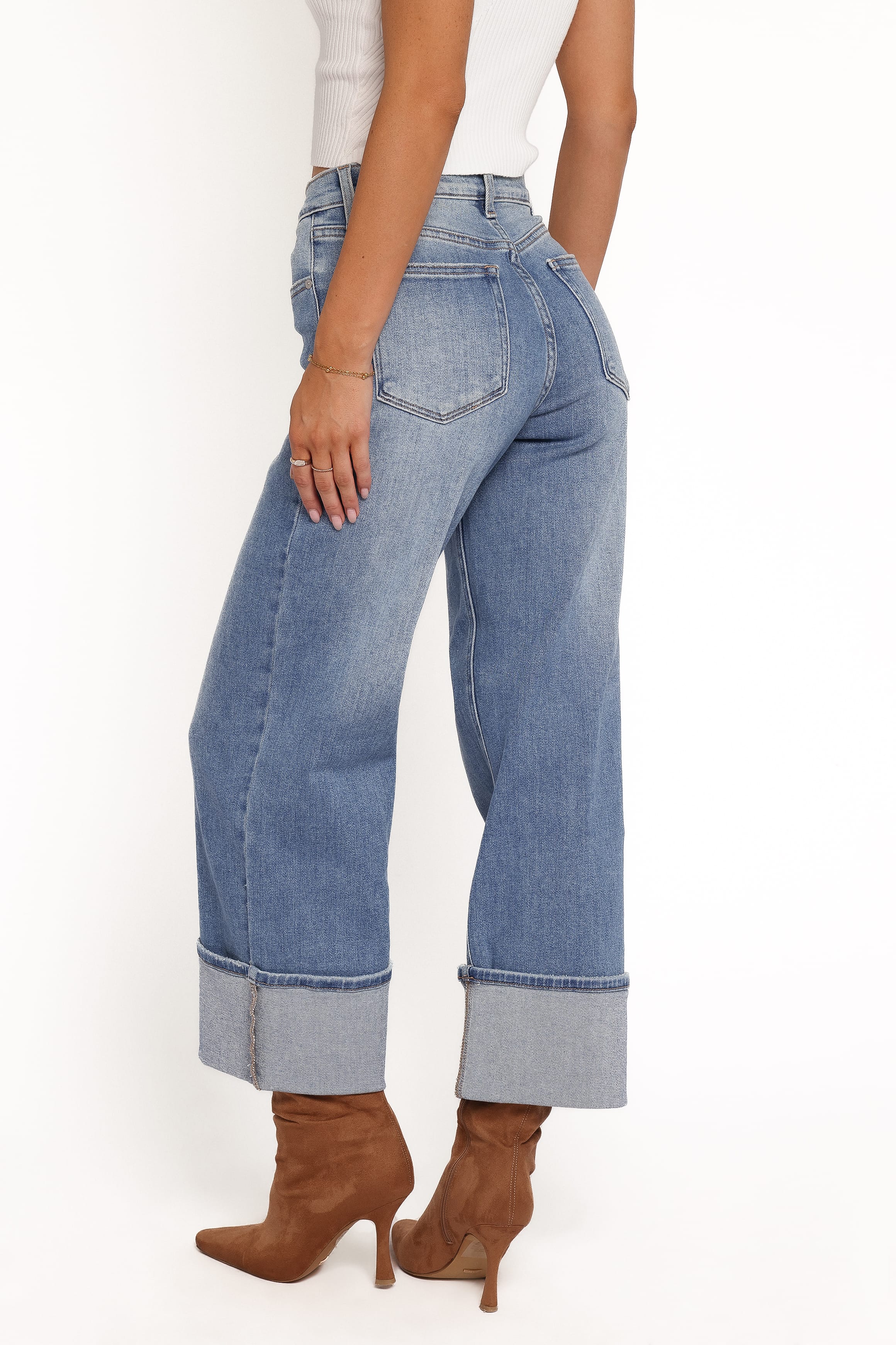 Petal and Pup USA BOTTOMS Just Black Cuffed Wide Leg Jean - Medium