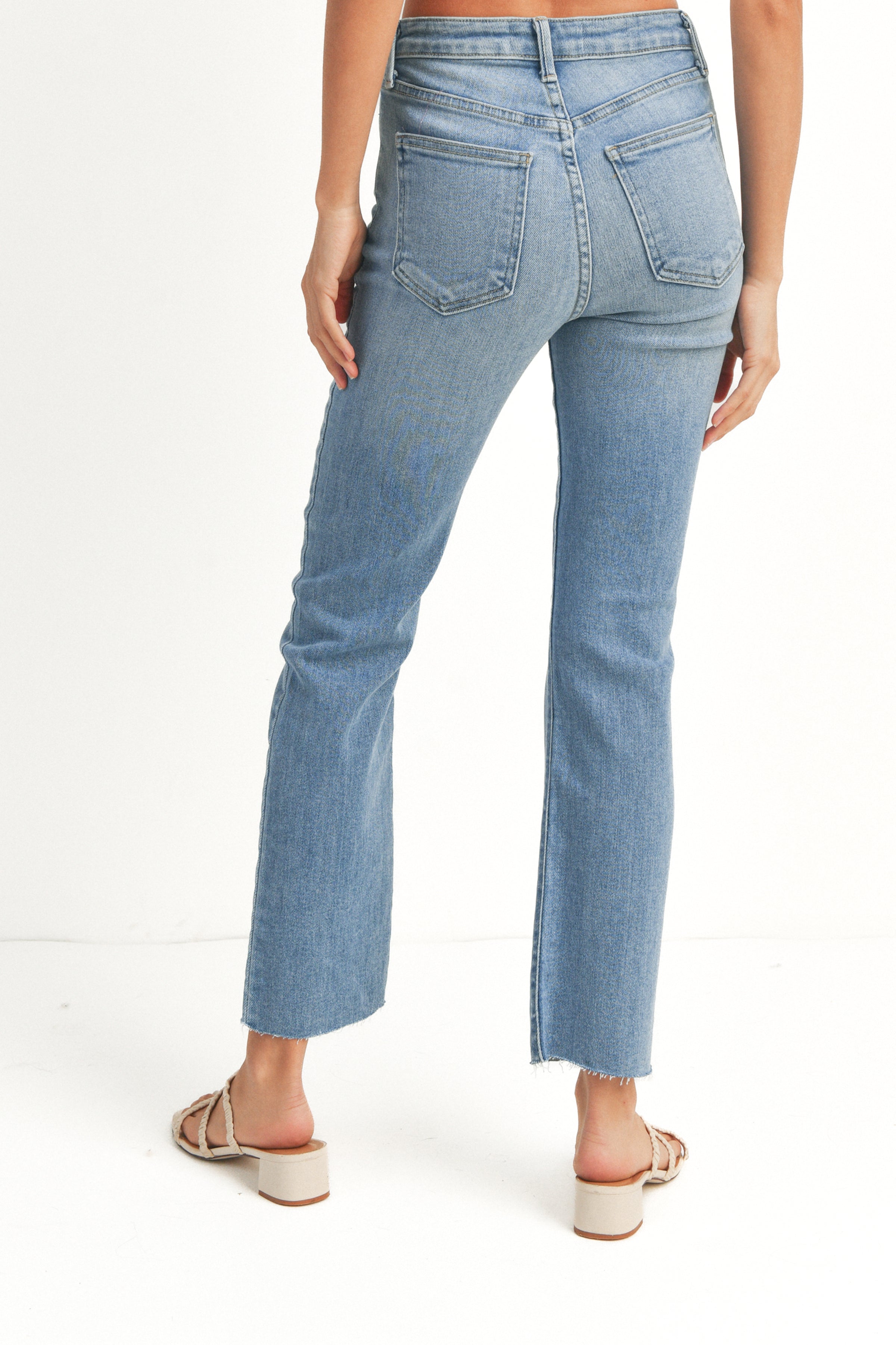 Petal and Pup USA BOTTOMS Just Black Distressed Slim Leg Jean - Medium