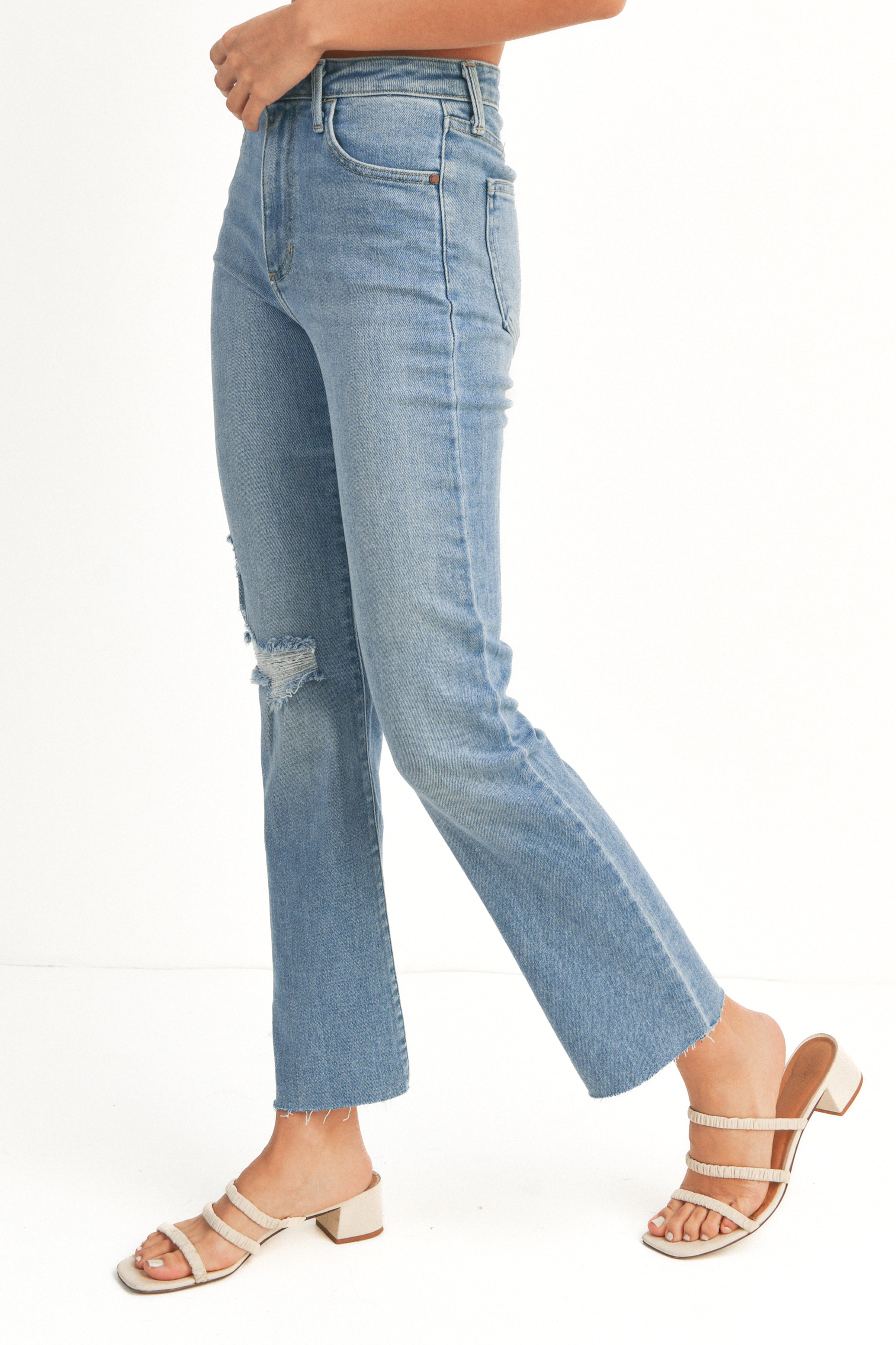 Petal and Pup USA BOTTOMS Just Black Distressed Slim Leg Jean - Medium