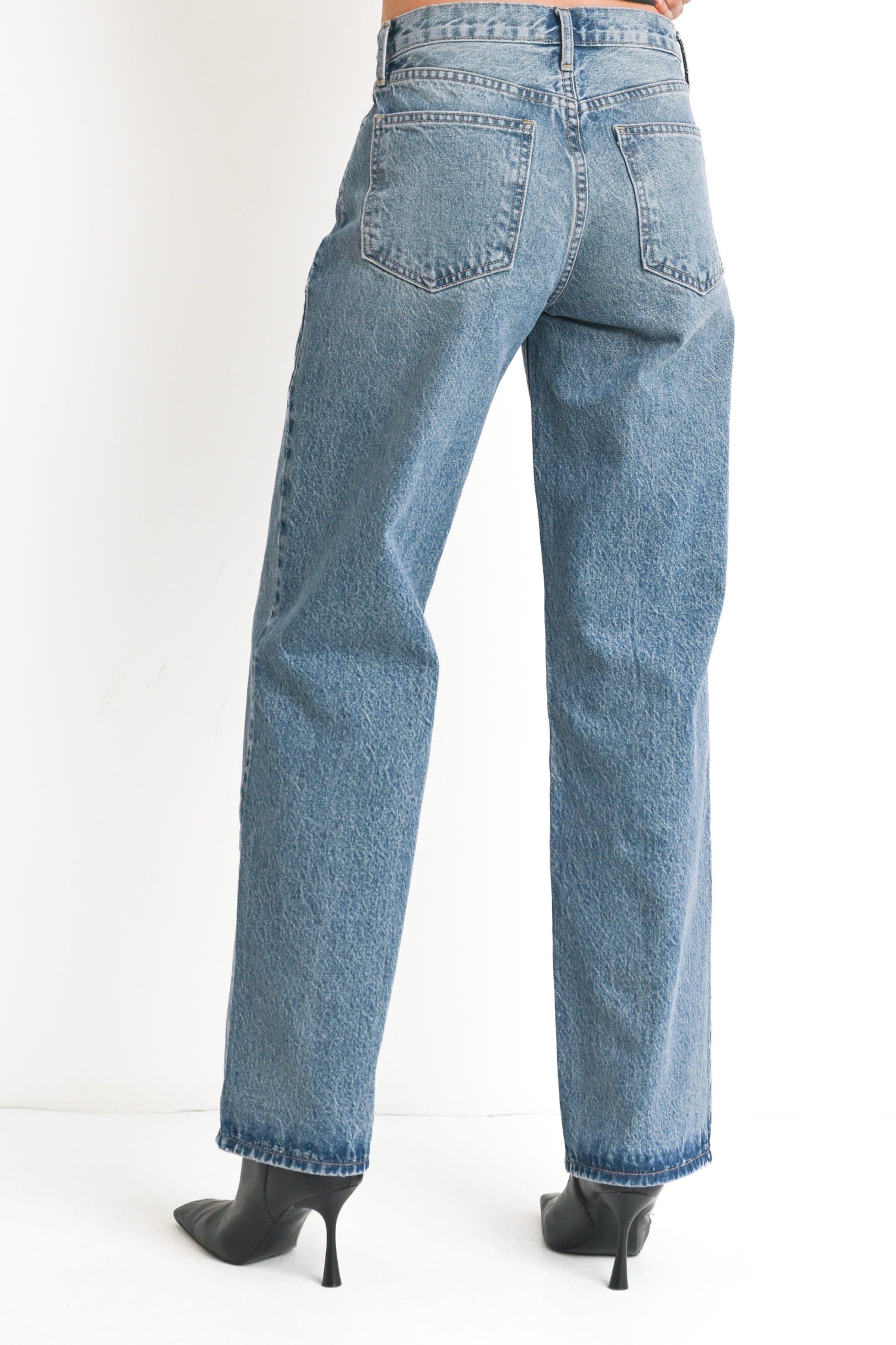 Petal and Pup USA BOTTOMS Just Black High Rise Relaxed Straight Jean - Medium