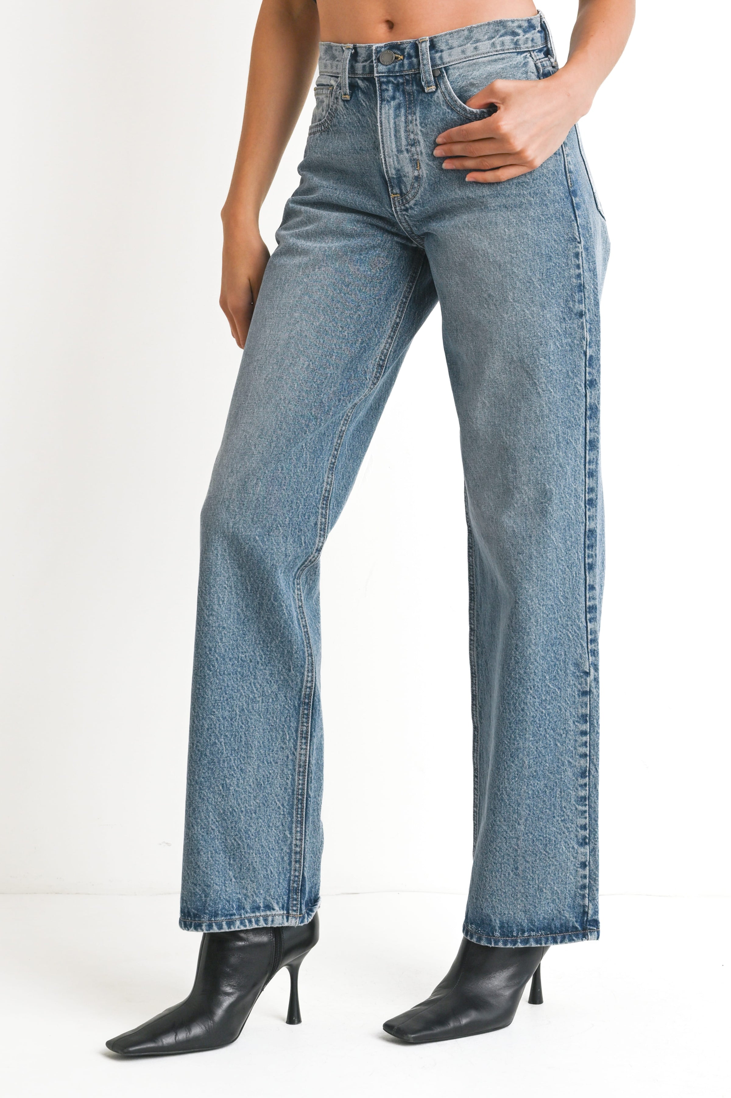 Petal and Pup USA BOTTOMS Just Black High Rise Relaxed Straight Jean - Medium