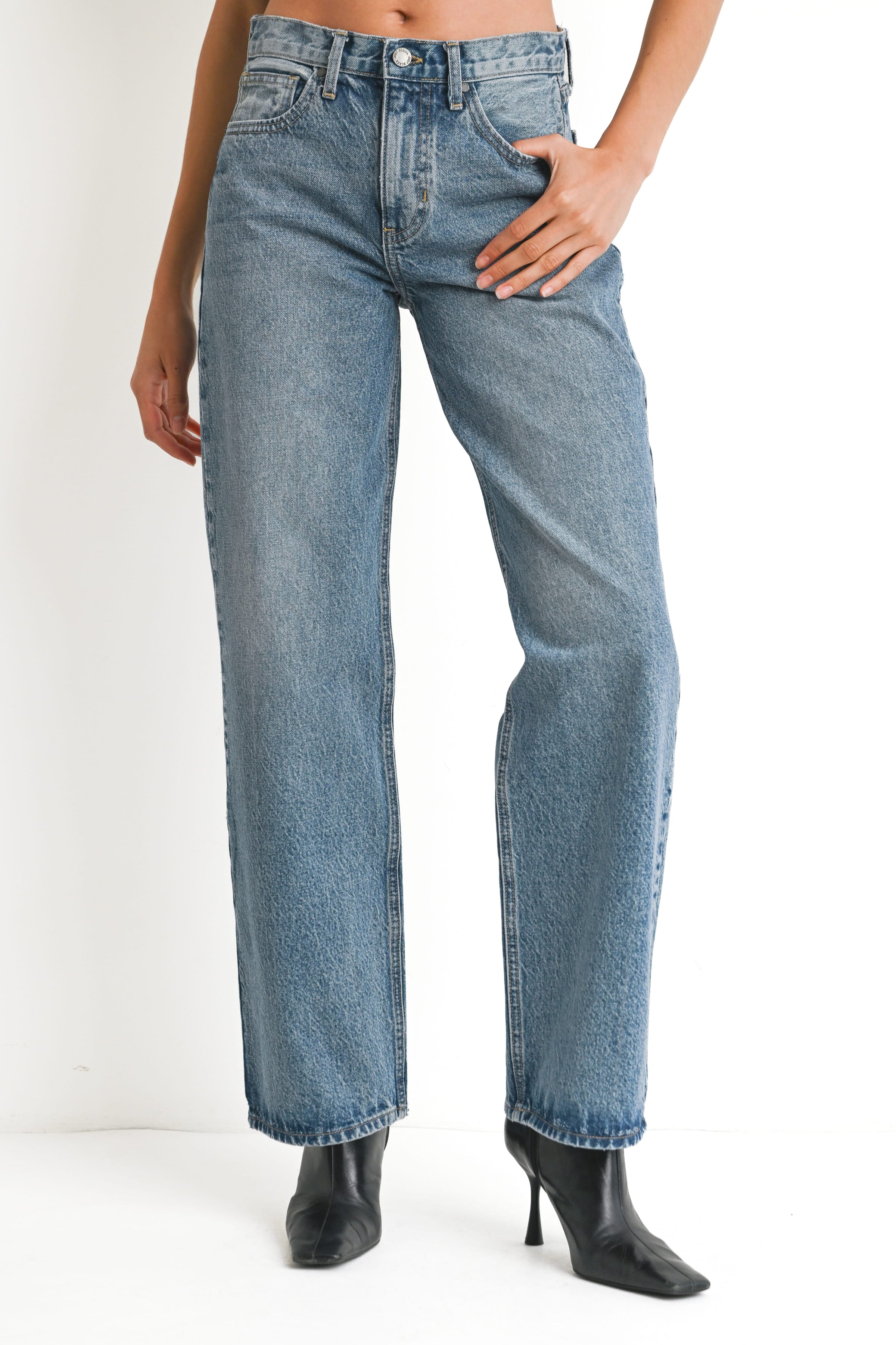 Petal and Pup USA BOTTOMS Just Black High Rise Relaxed Straight Jean - Medium