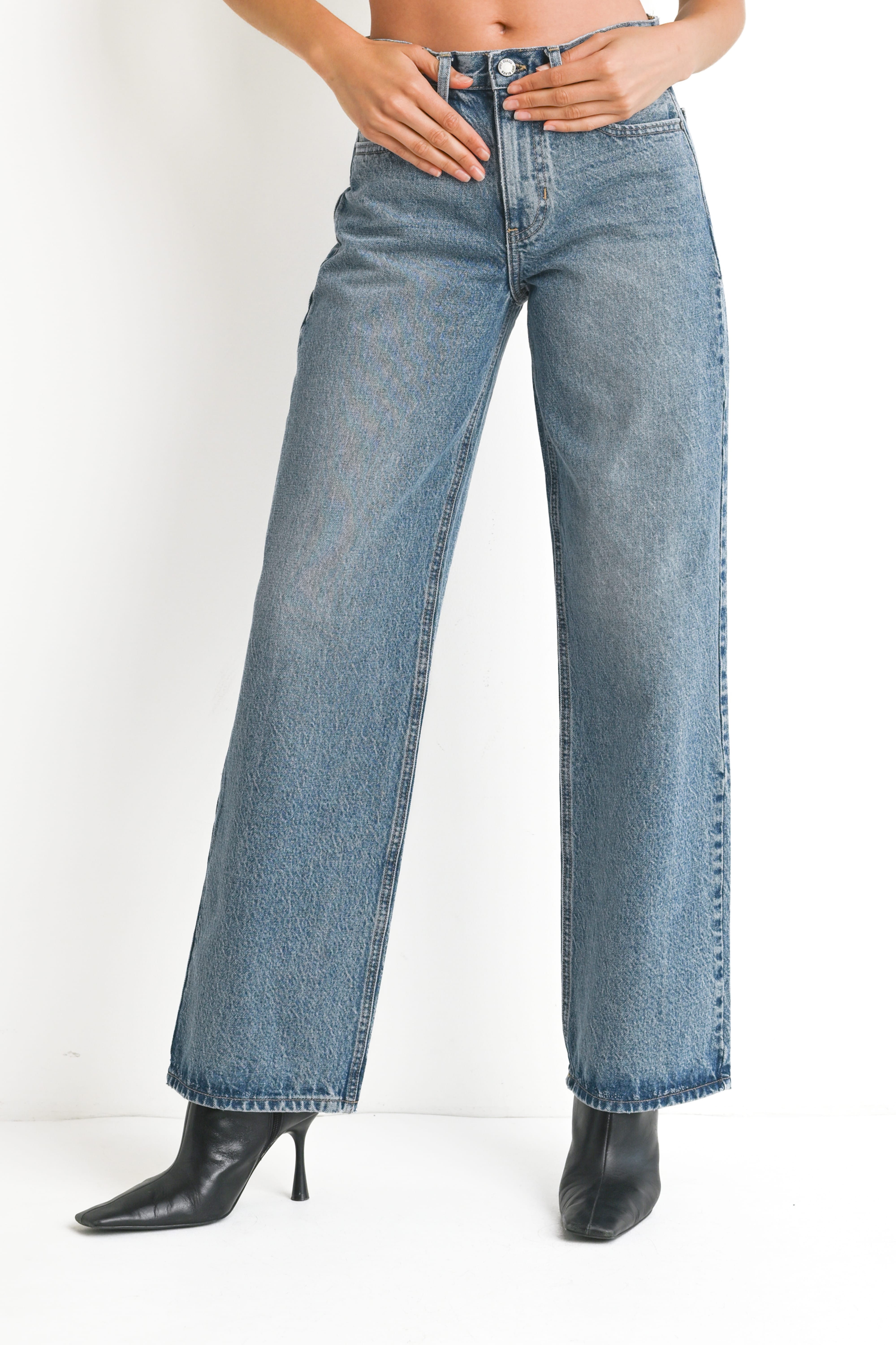 Petal and Pup USA BOTTOMS Just Black High Rise Relaxed Straight Jean - Medium