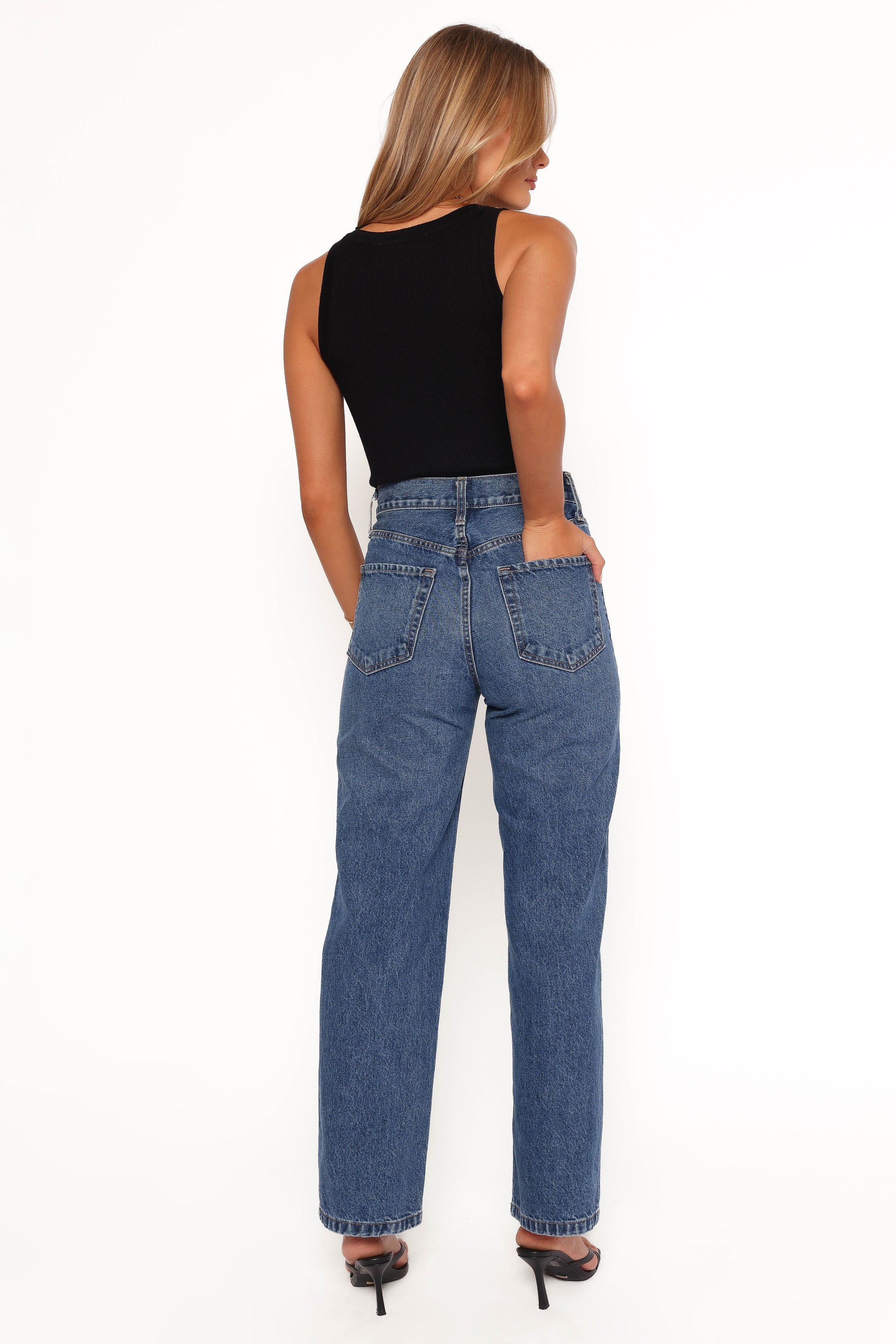 Petal and Pup USA BOTTOMS Just Black Relaxed 90s Straight Jean - Dark Denim