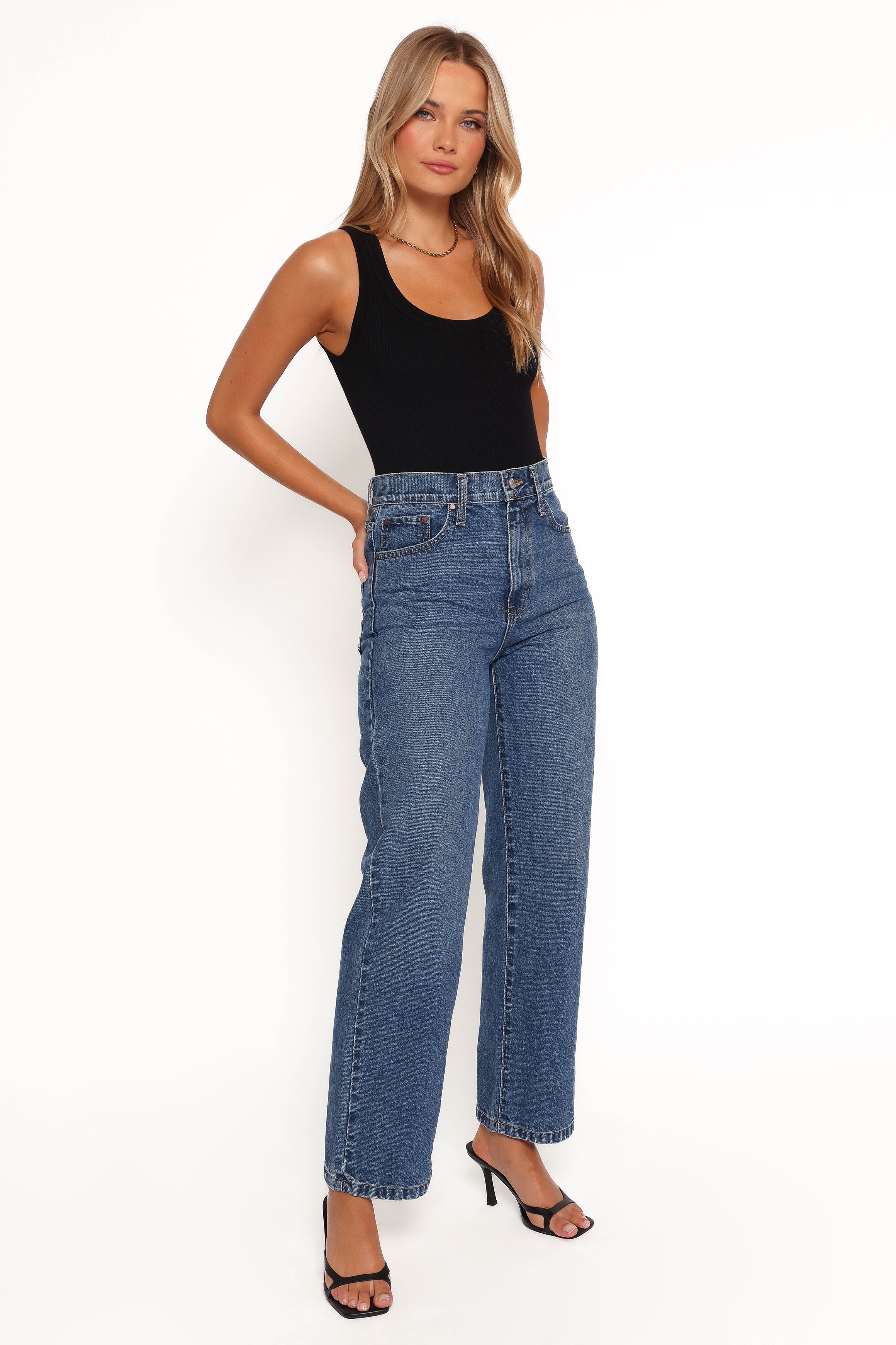 Petal and Pup USA BOTTOMS Just Black Relaxed 90s Straight Jean - Dark Denim