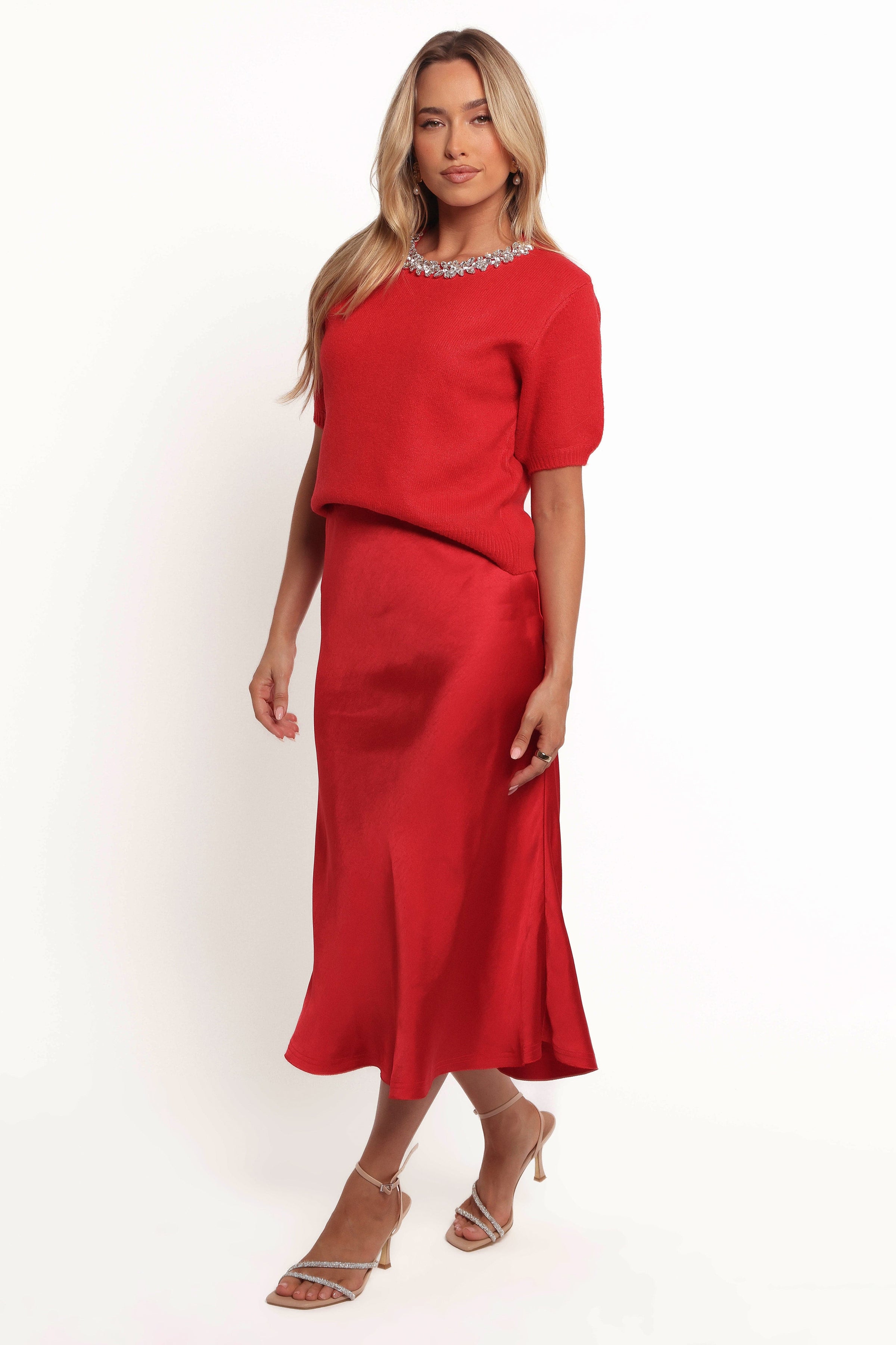 Petal and Pup USA BOTTOMS Karla Midi Skirt - Red