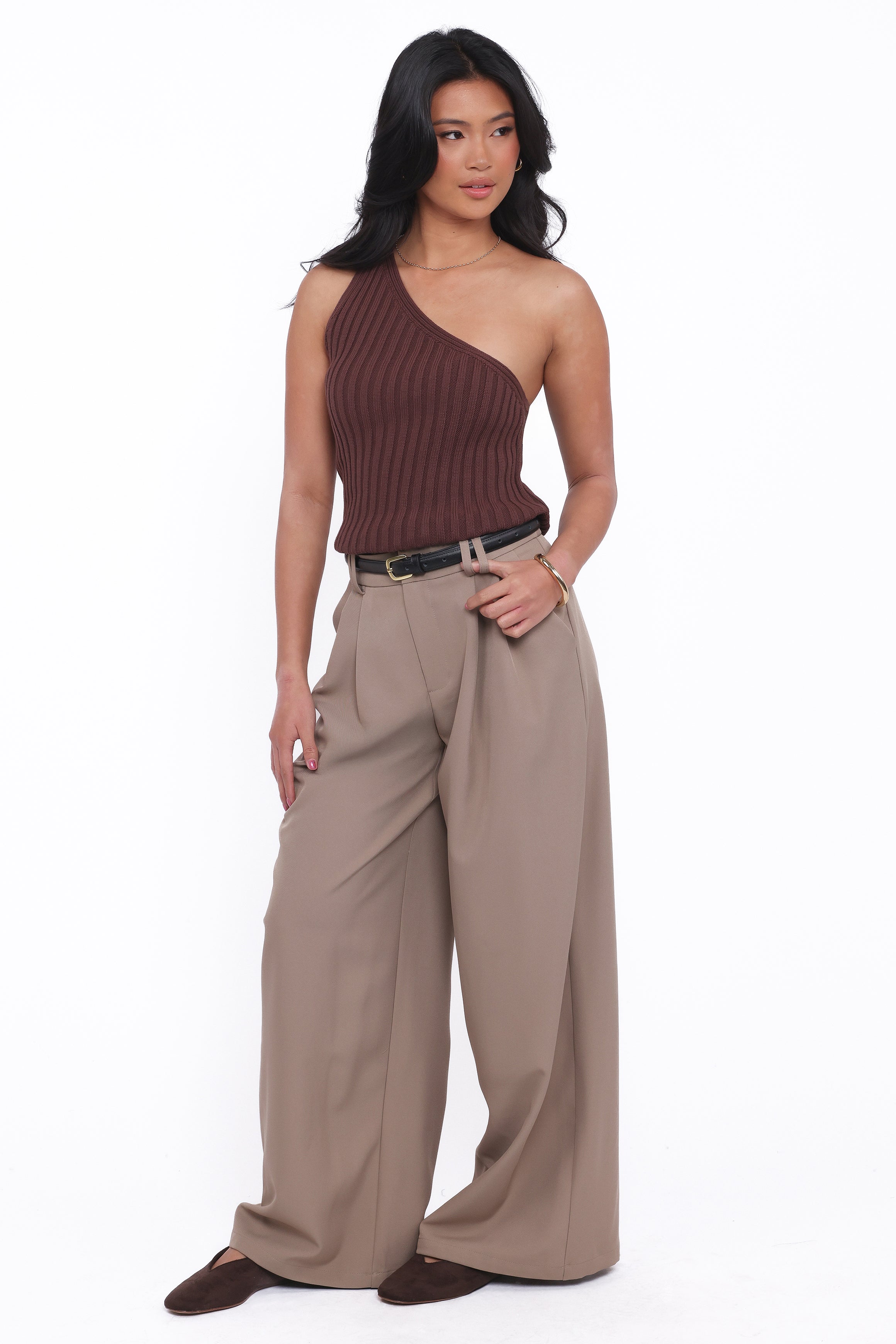 Petal and Pup USA BOTTOMS Kathryn Wide Leg Pant - Beige