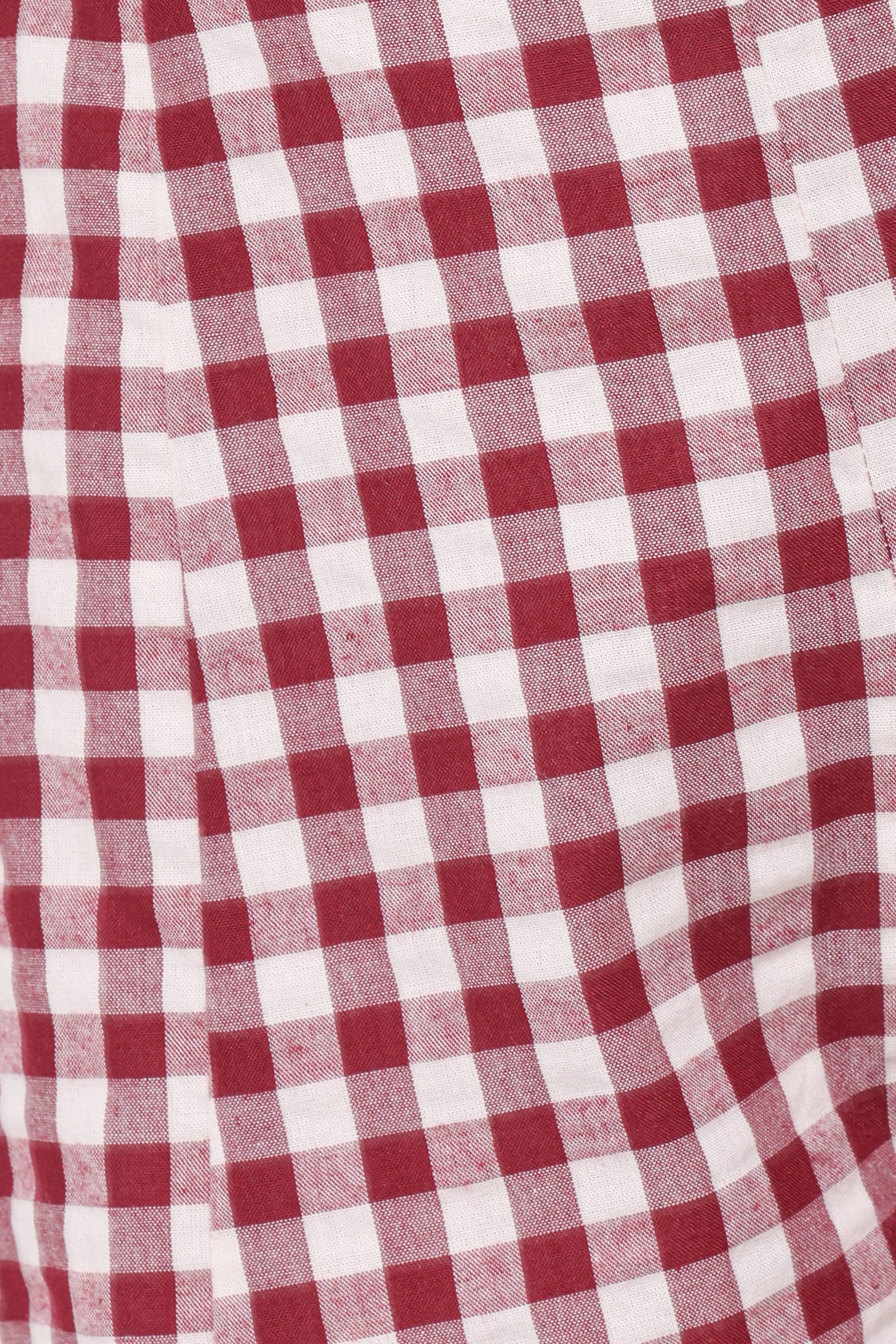 Petal and Pup USA BOTTOMS Landon Fitted Shorts - Burgundy Gingham