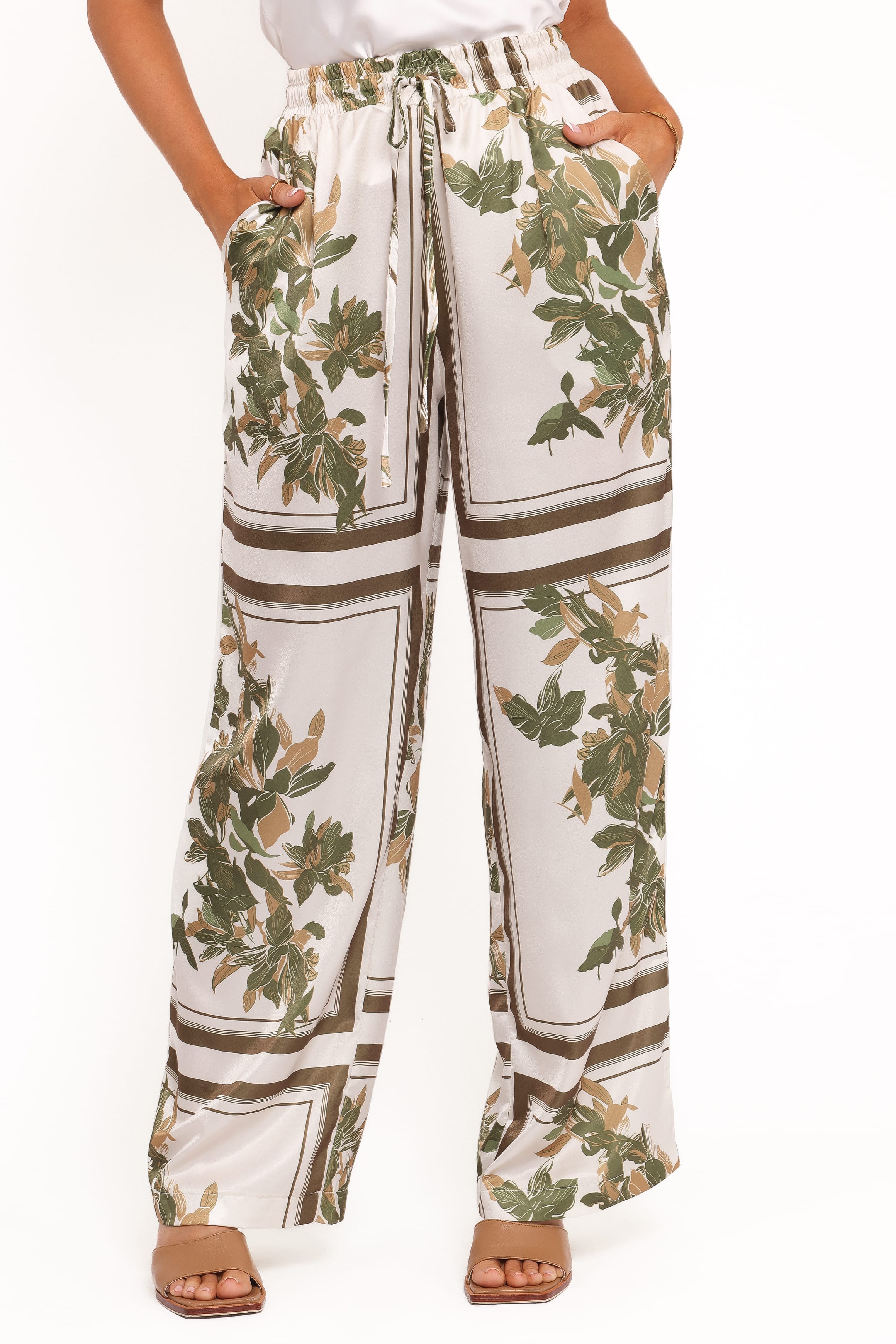 Petal and Pup USA BOTTOMS Lara Wide Leg Pants - Olive Print