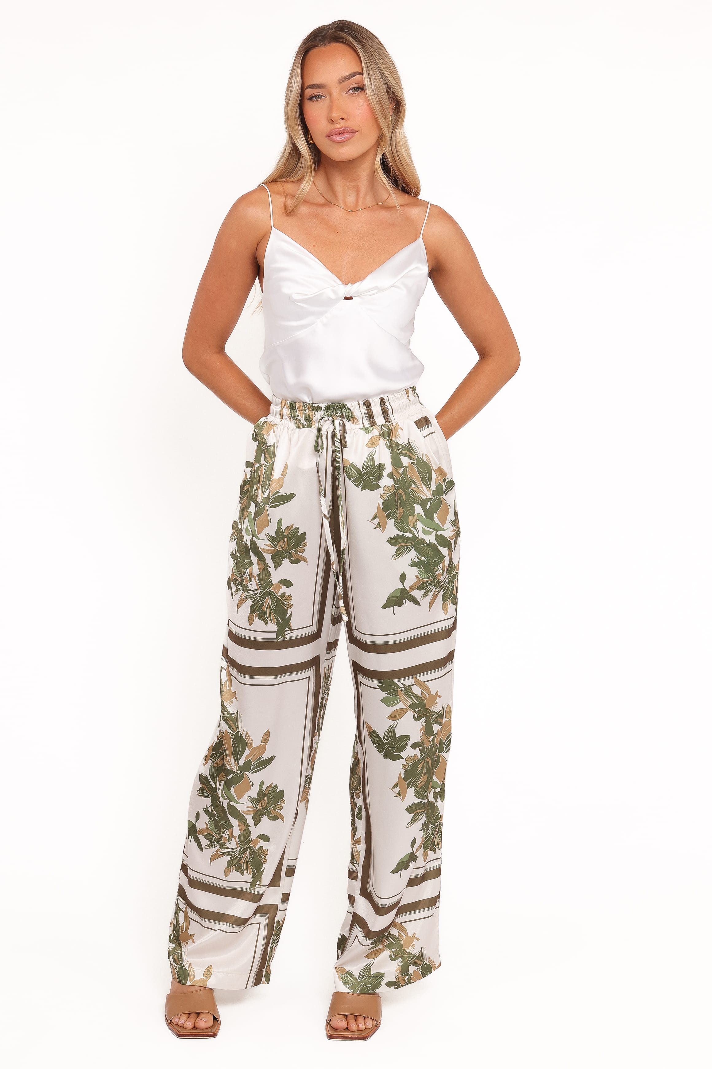 Petal and Pup USA BOTTOMS Lara Wide Leg Pants - Olive Print