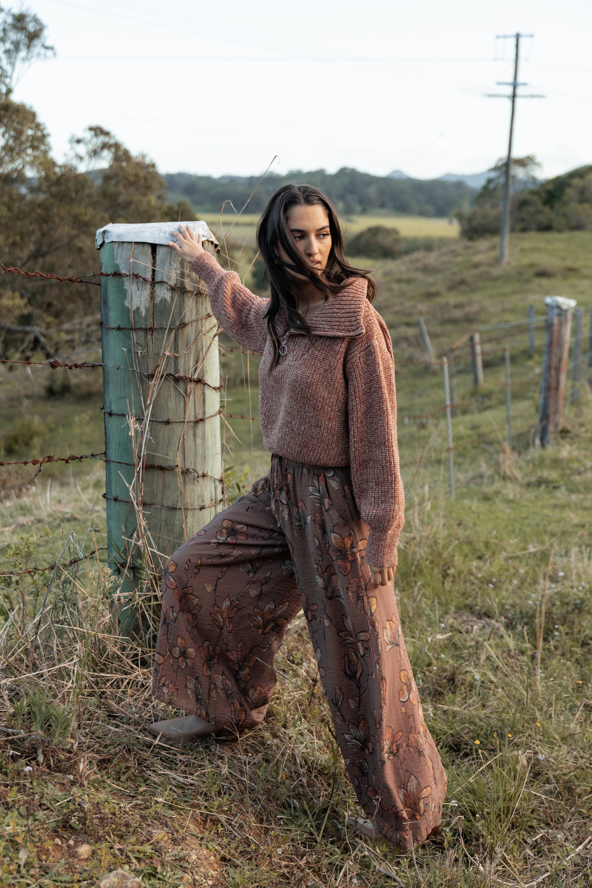 Petal and Pup USA BOTTOMS Larson Pant - Brown Floral