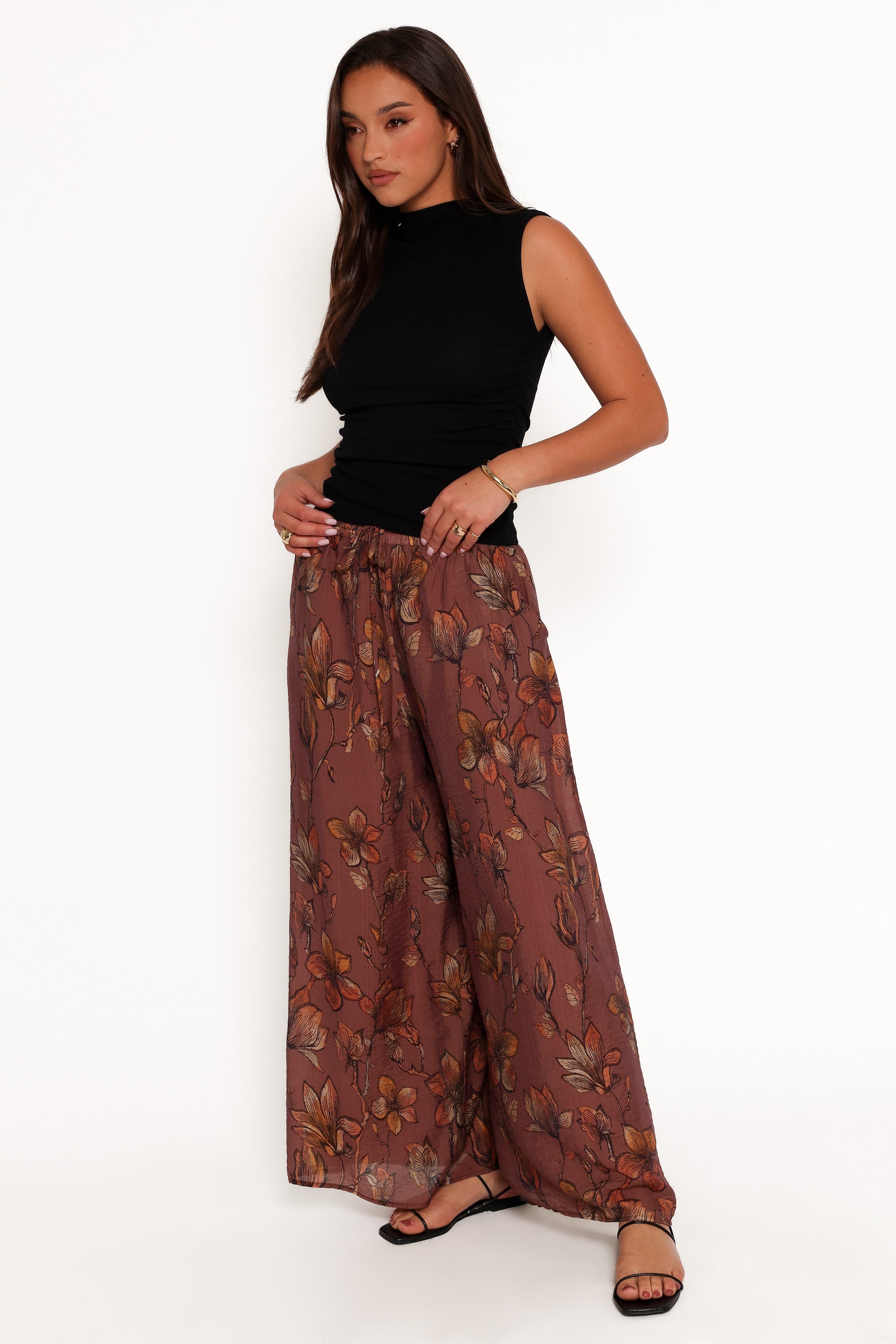Petal and Pup USA BOTTOMS Larson Pant - Brown Floral