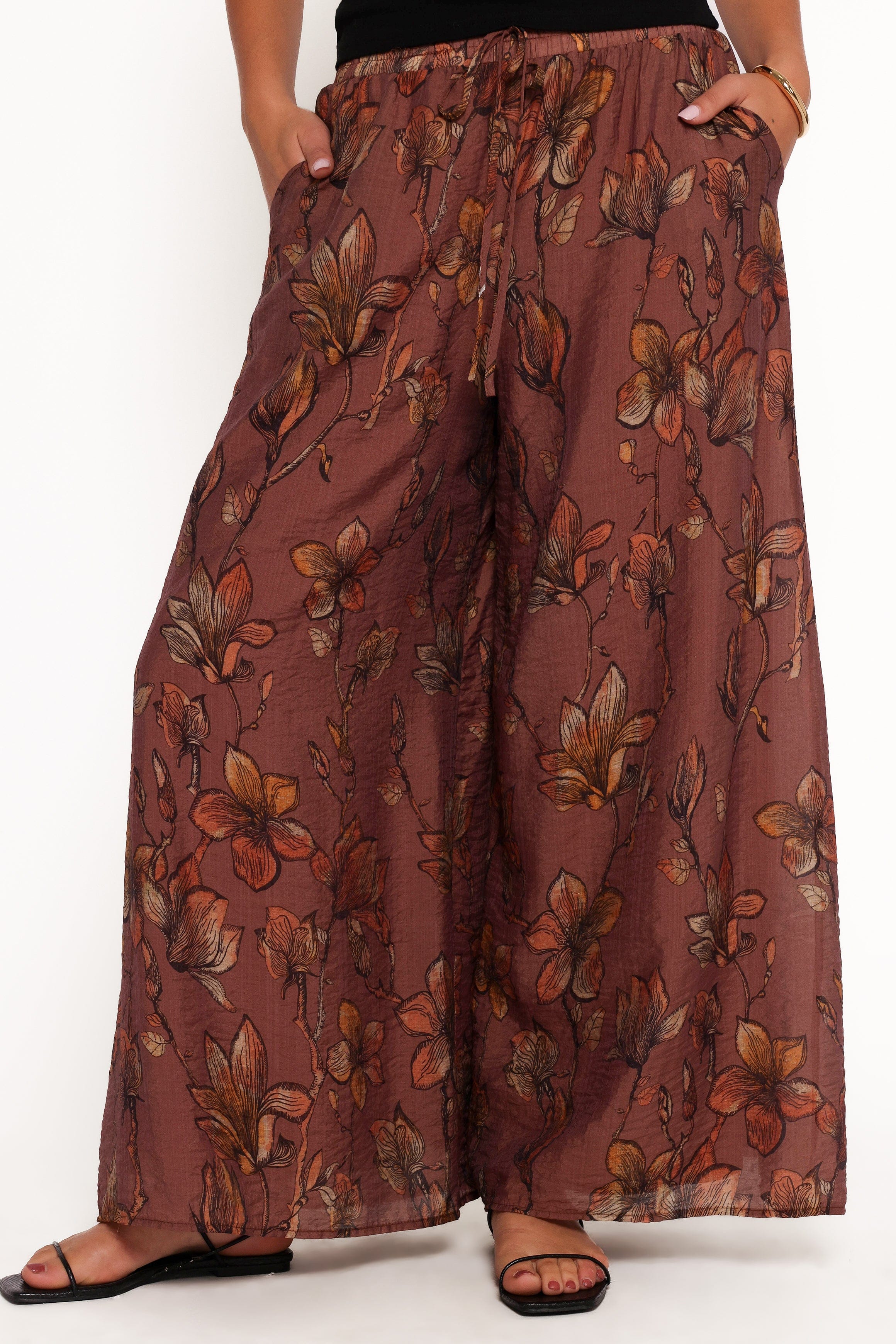 Petal and Pup USA BOTTOMS Larson Pant - Brown Floral