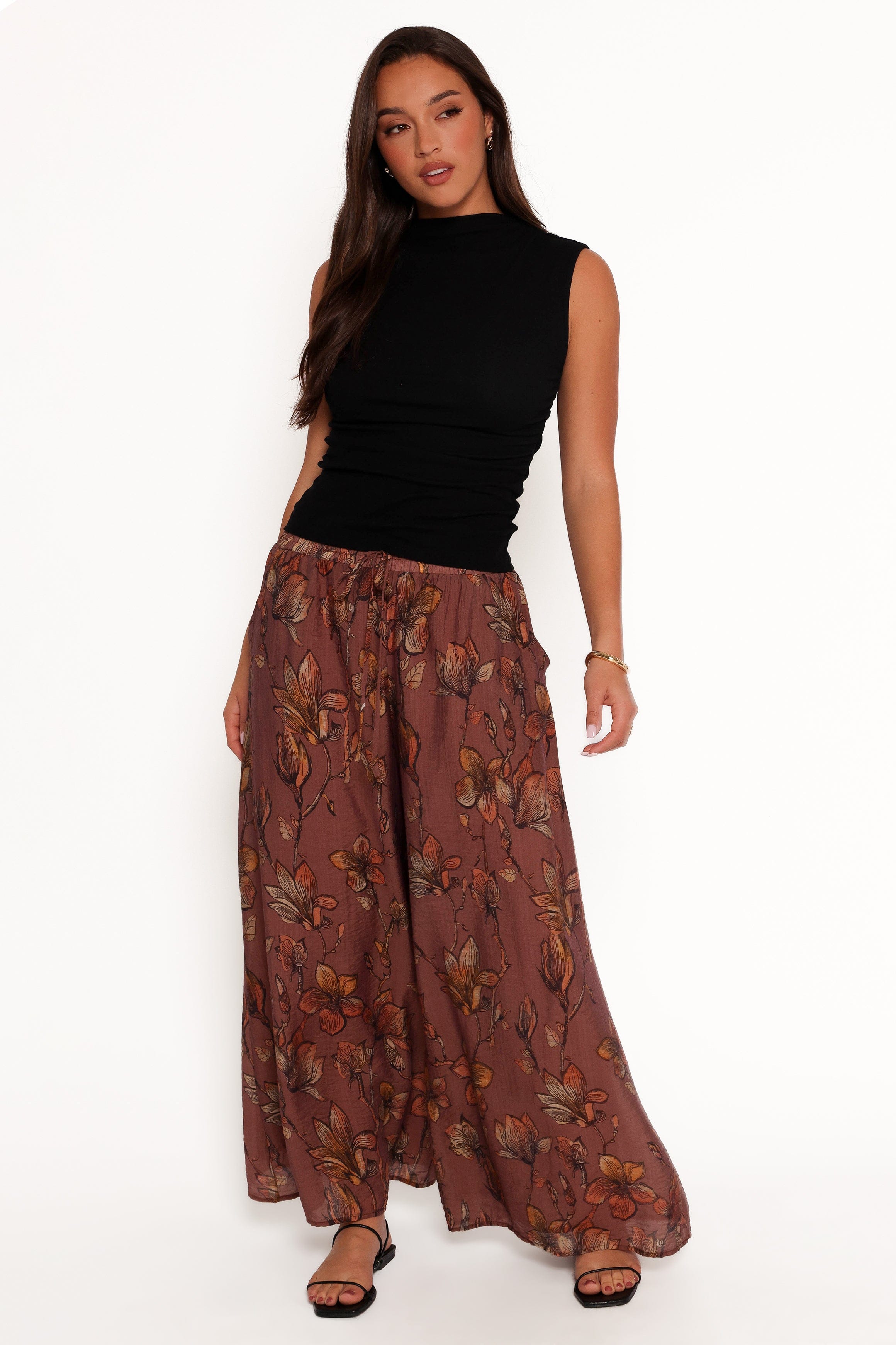 Petal and Pup USA BOTTOMS Larson Pant - Brown Floral