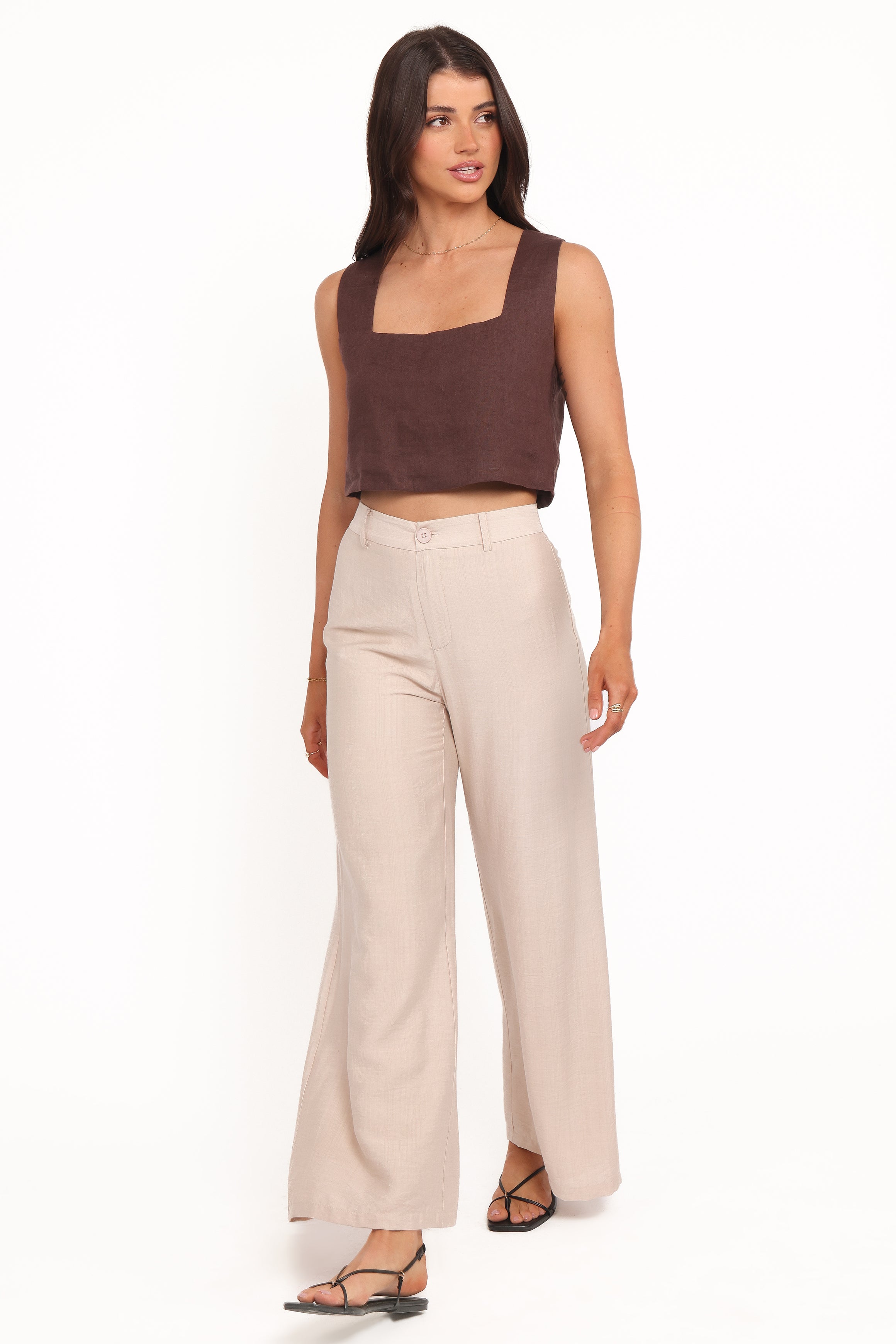 Petal and Pup USA BOTTOMS Lauren Wide Leg Pant - Beige