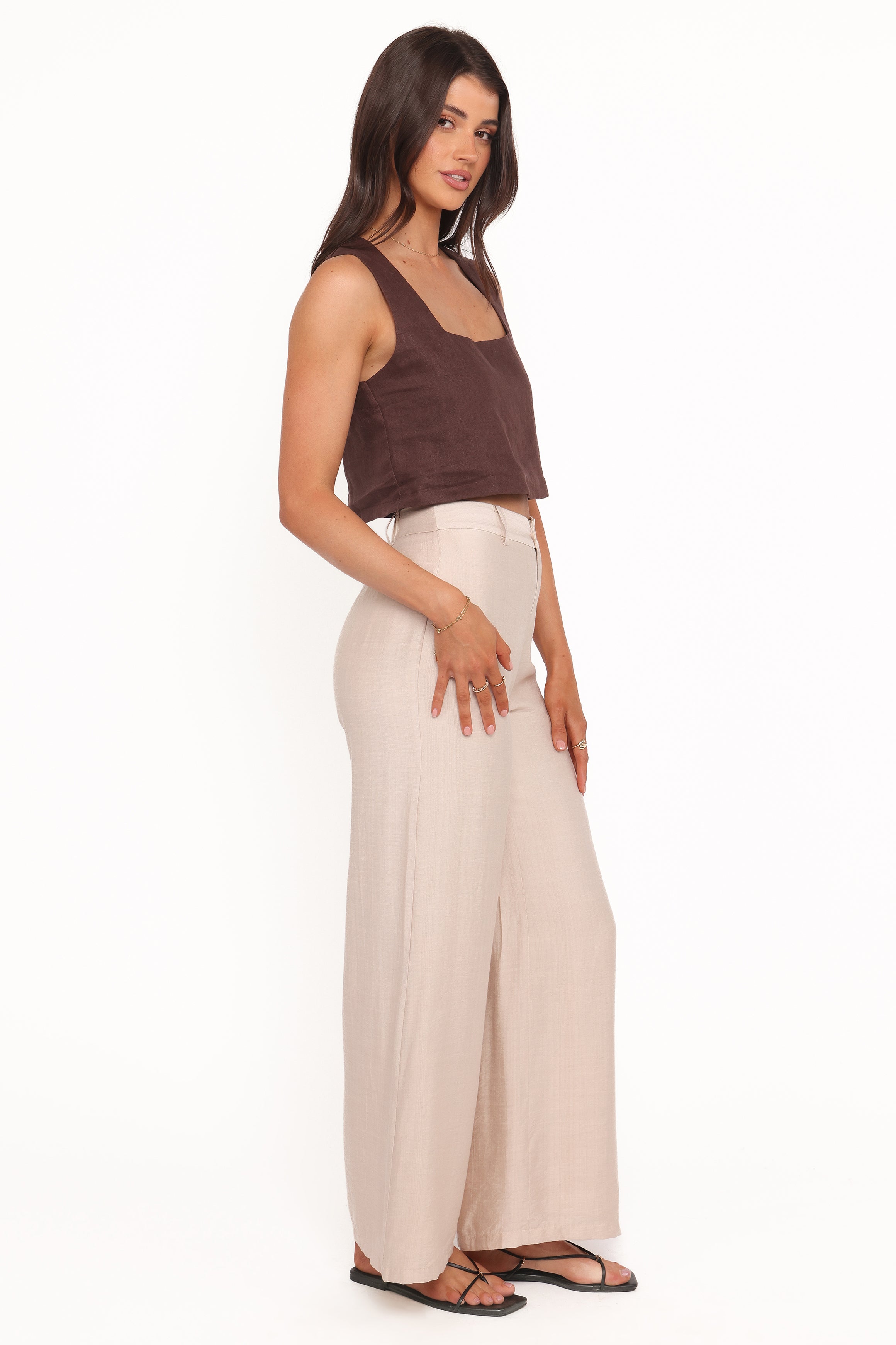Petal and Pup USA BOTTOMS Lauren Wide Leg Pant - Beige