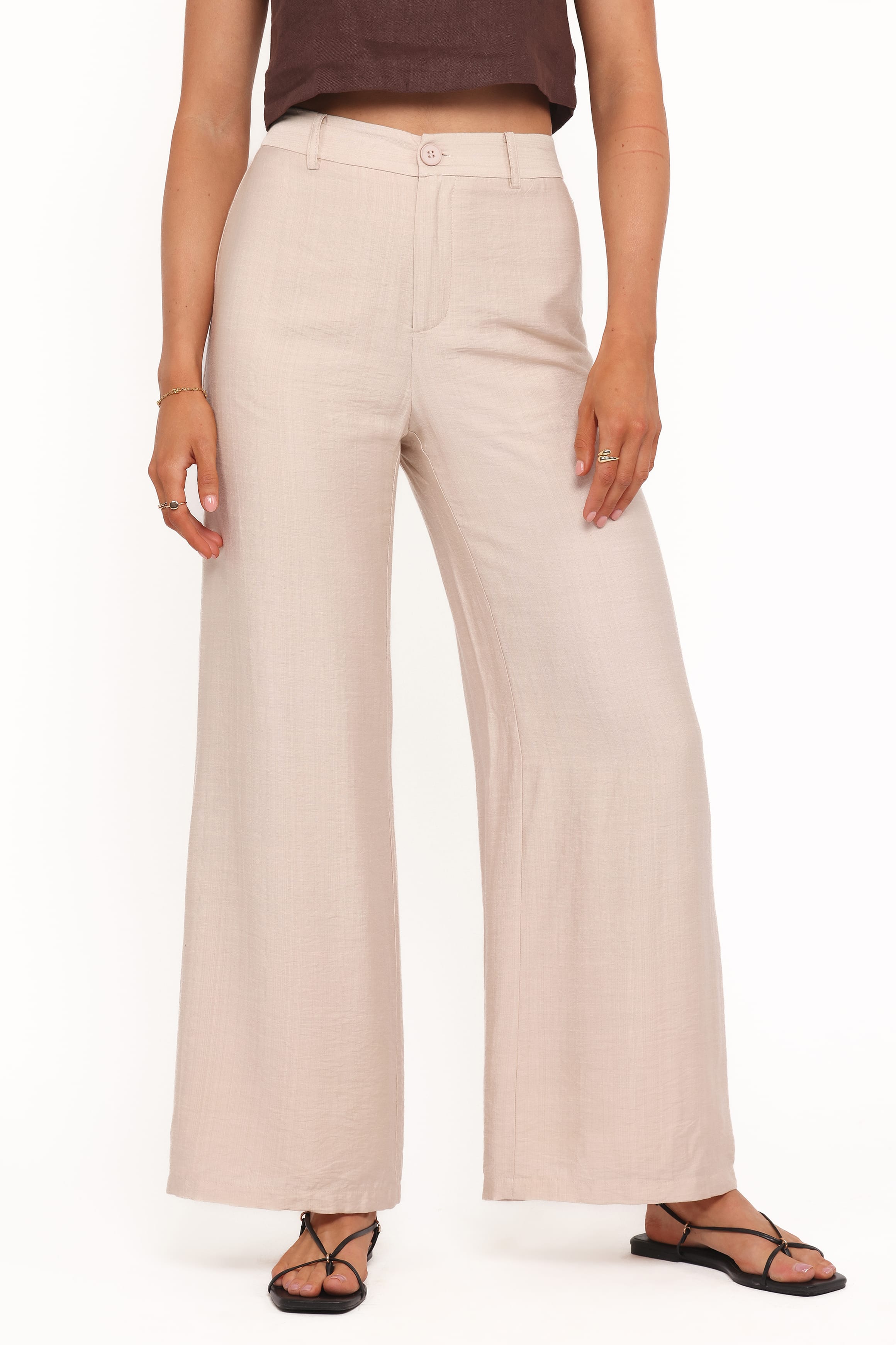 Petal and Pup USA BOTTOMS Lauren Wide Leg Pant - Beige