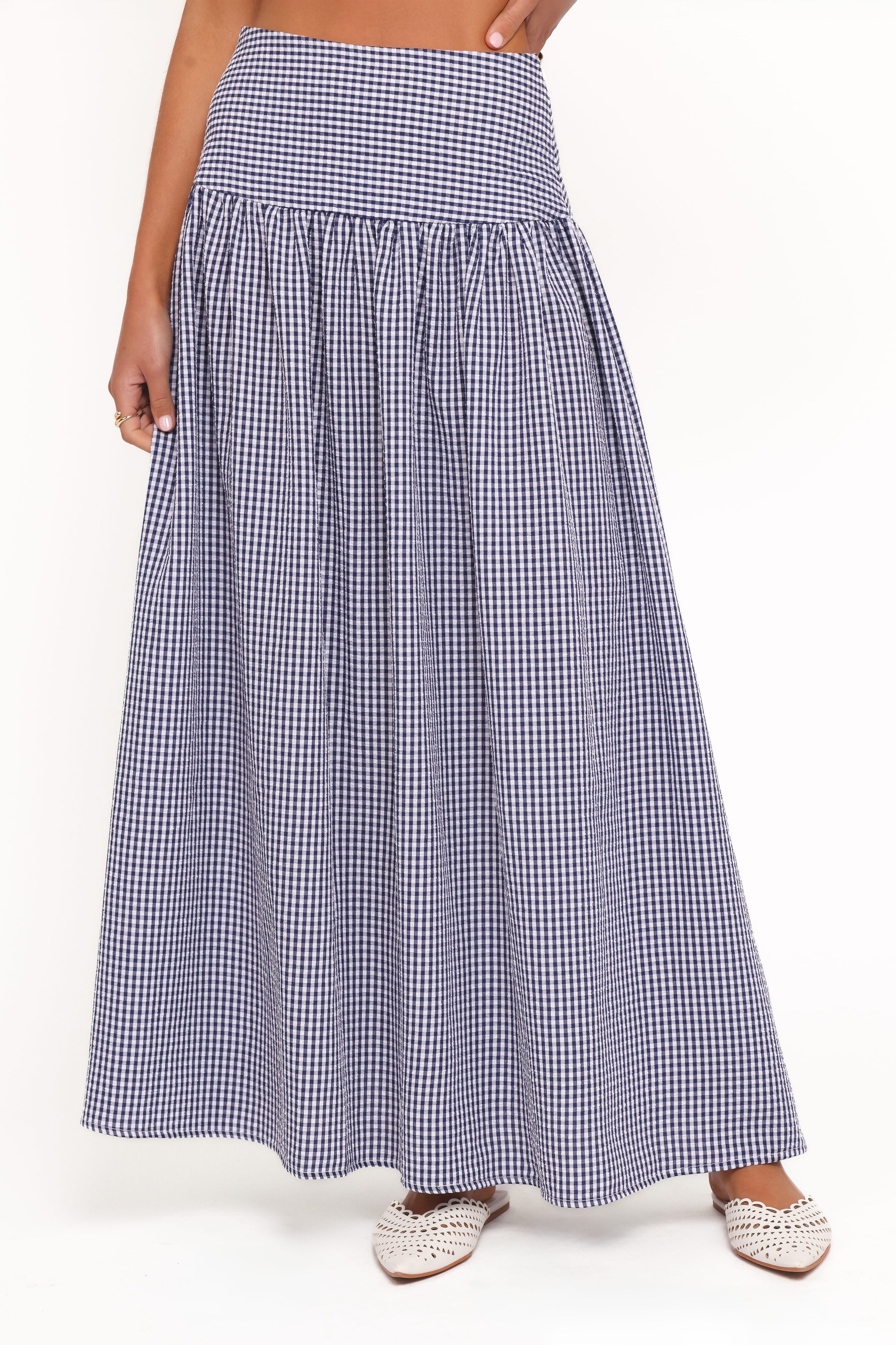 Petal and Pup USA BOTTOMS Laurita Maxi Skirt - Navy Gingham