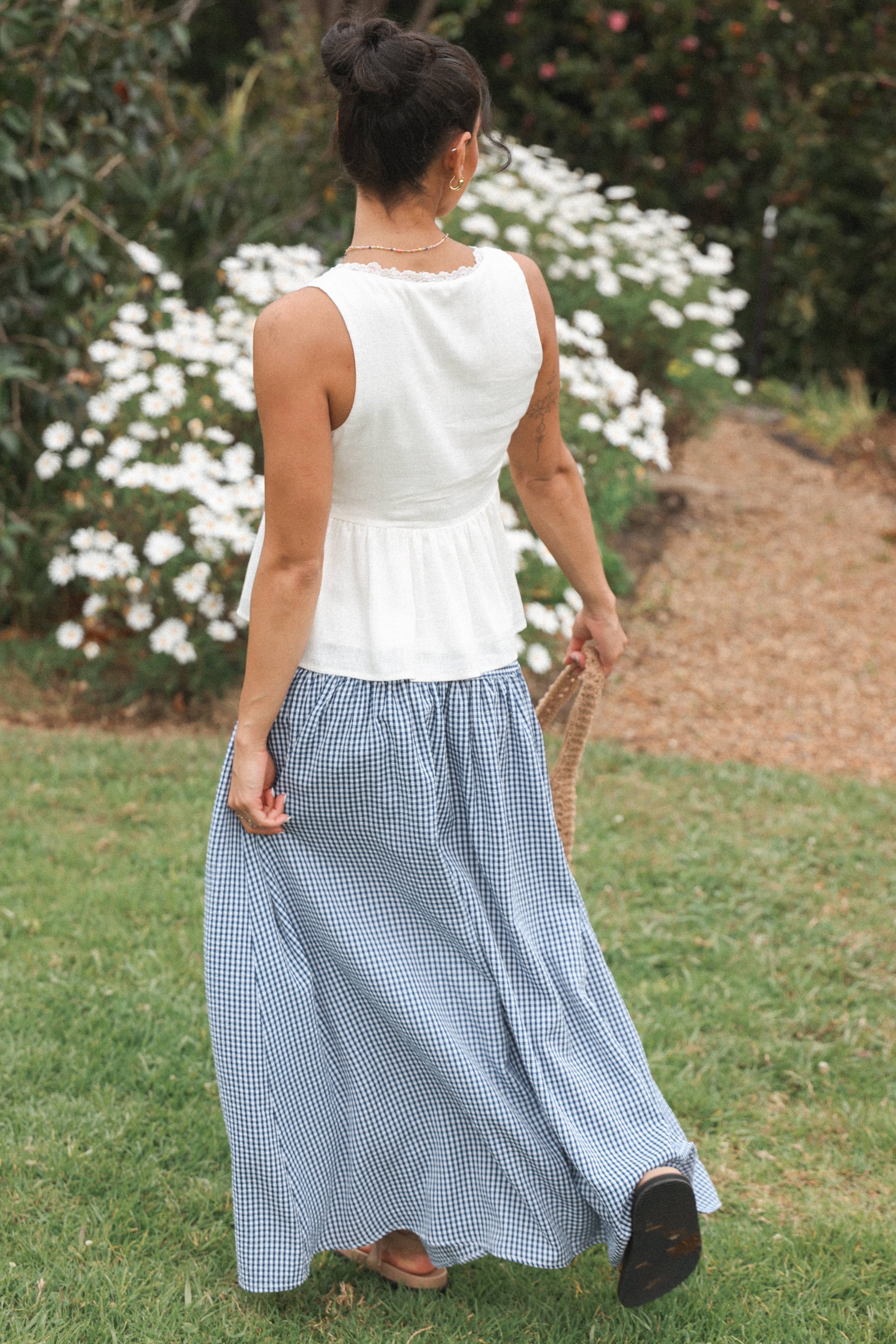 Petal and Pup USA BOTTOMS Laurita Maxi Skirt - Navy Gingham