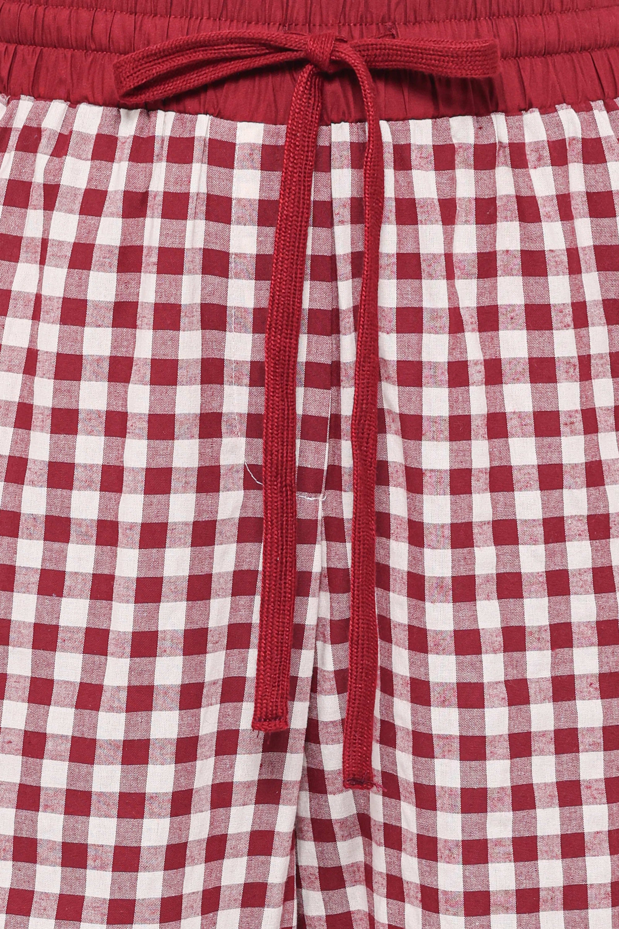 Petal and Pup USA BOTTOMS Lawson Track Pants - Burgundy Gingham