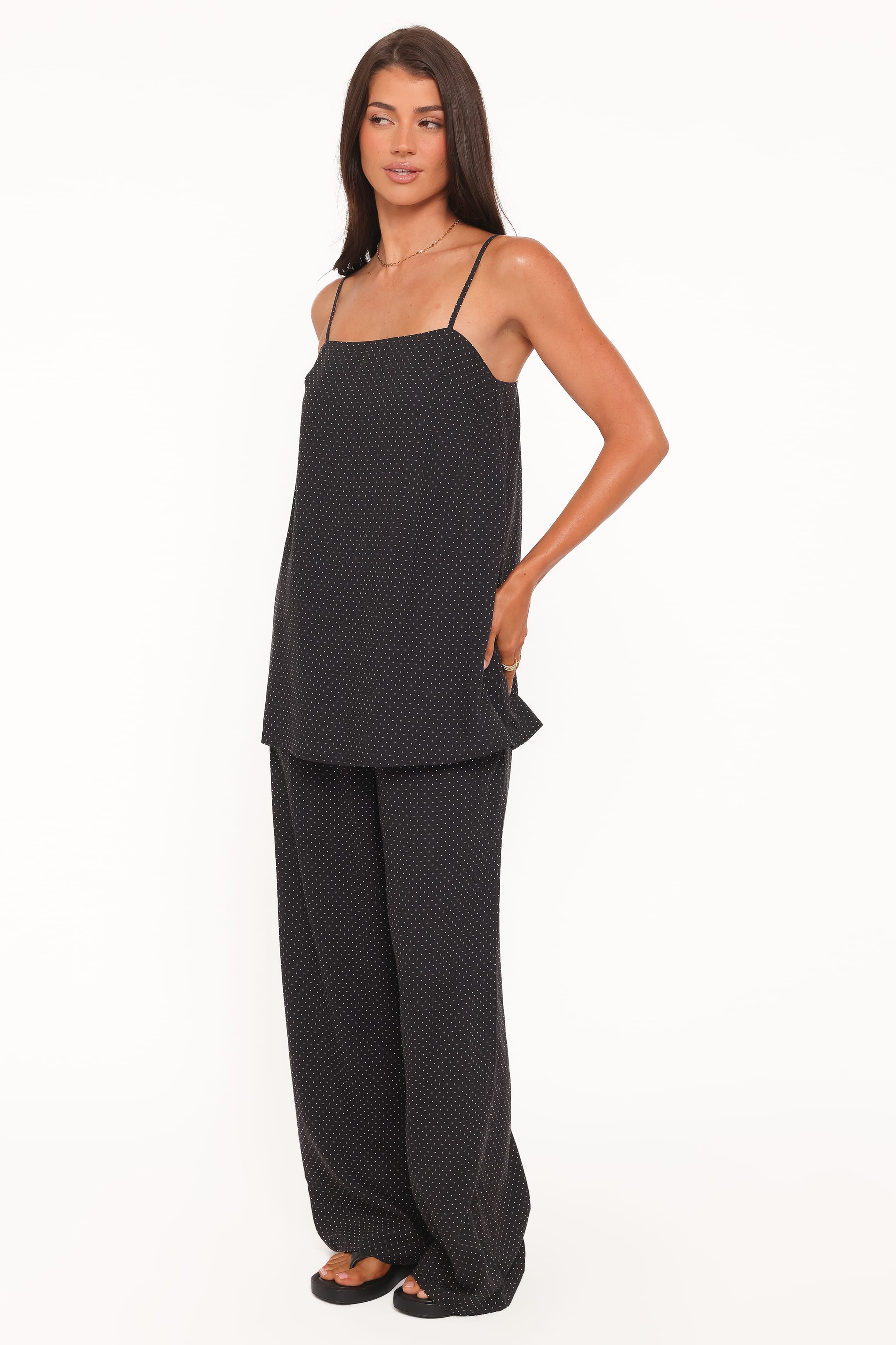 Petal and Pup USA BOTTOMS Lexi Elastic Waist Pant - Black Polkadot