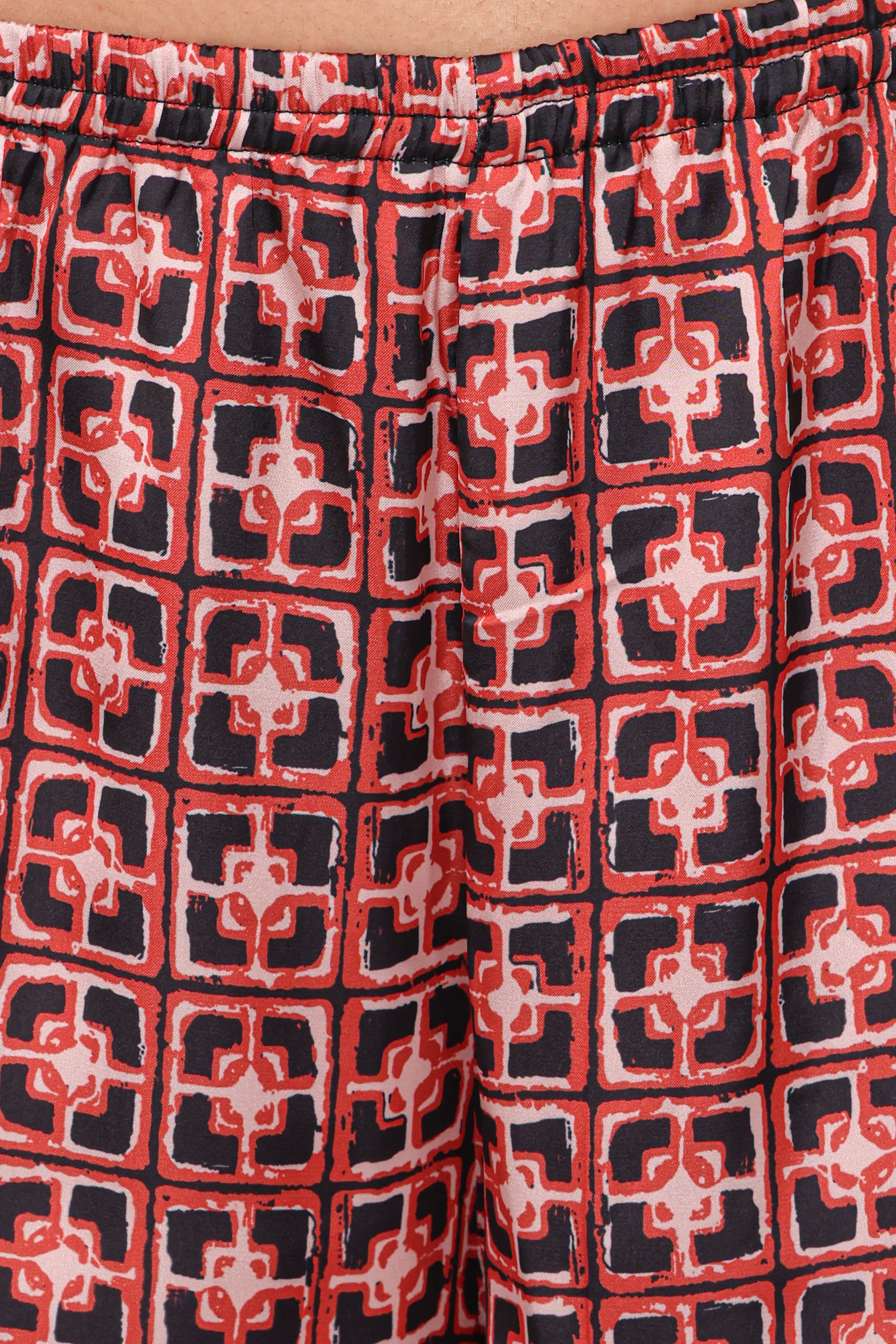 Petal and Pup USA BOTTOMS Lexi Elastic Waist Pant - Red Geometric